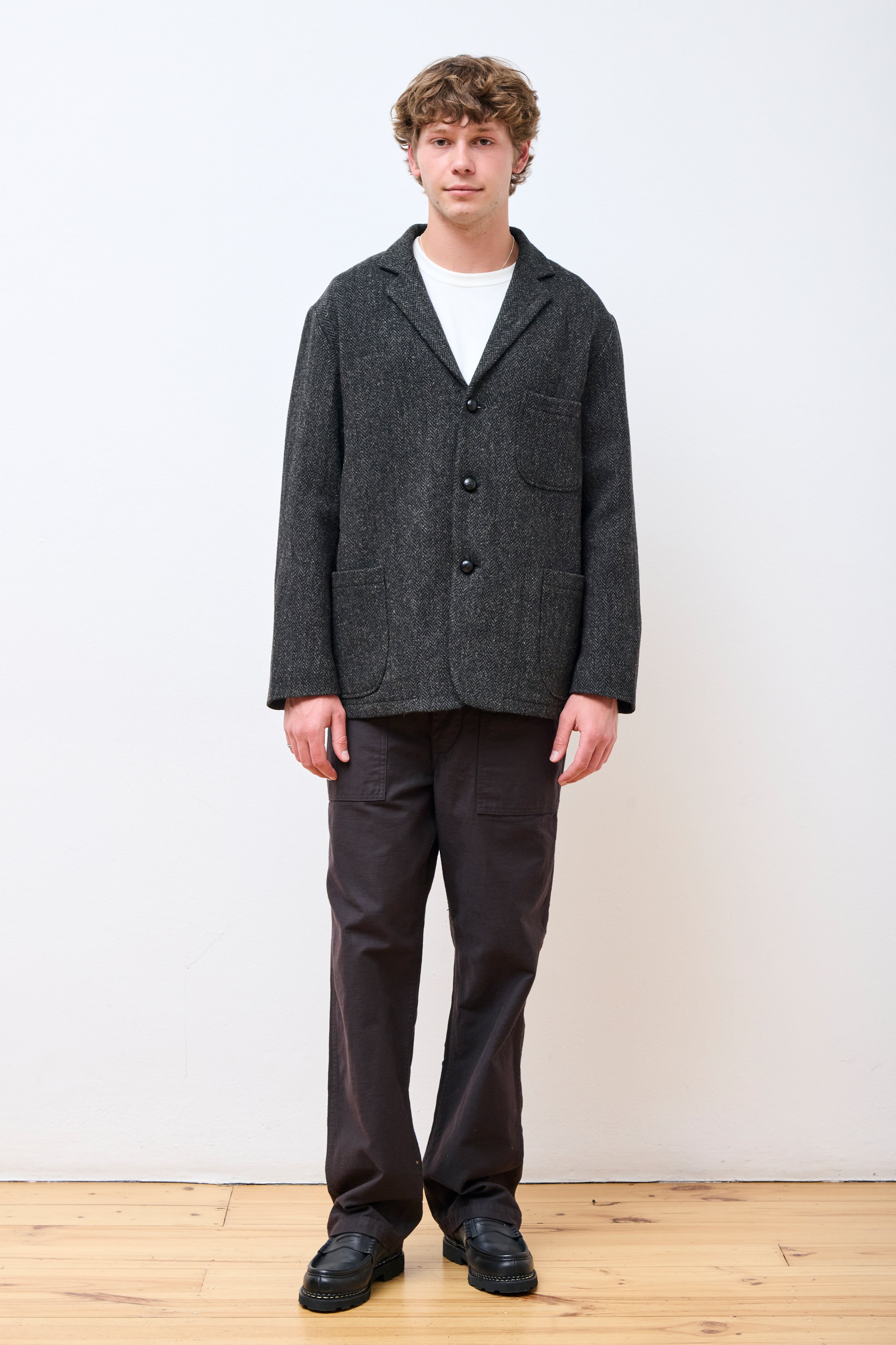 Relax Fit Harris Tweed Jacket Black