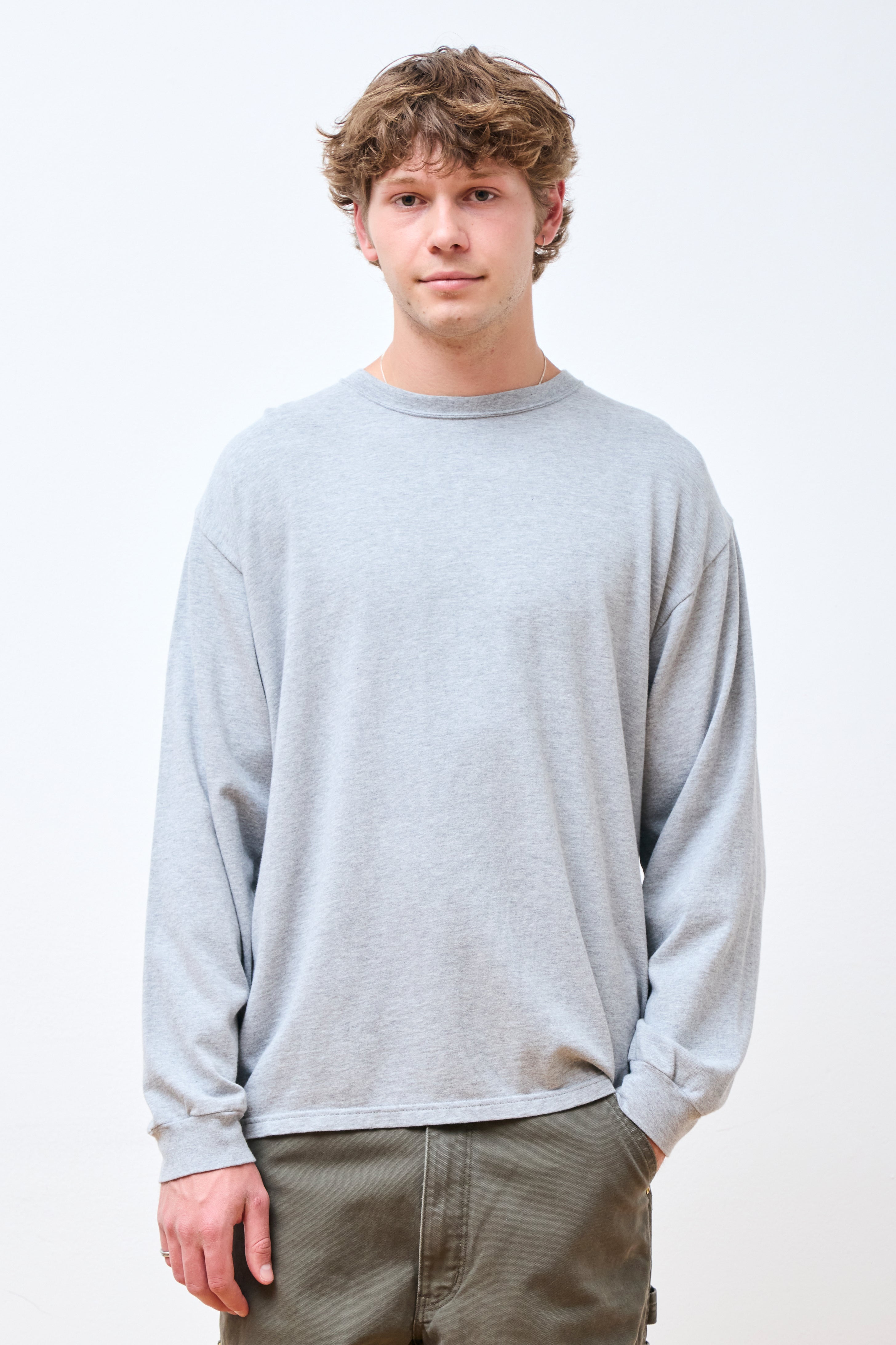 Relax Fit Long Sleeve T-Shirt Heather Gray