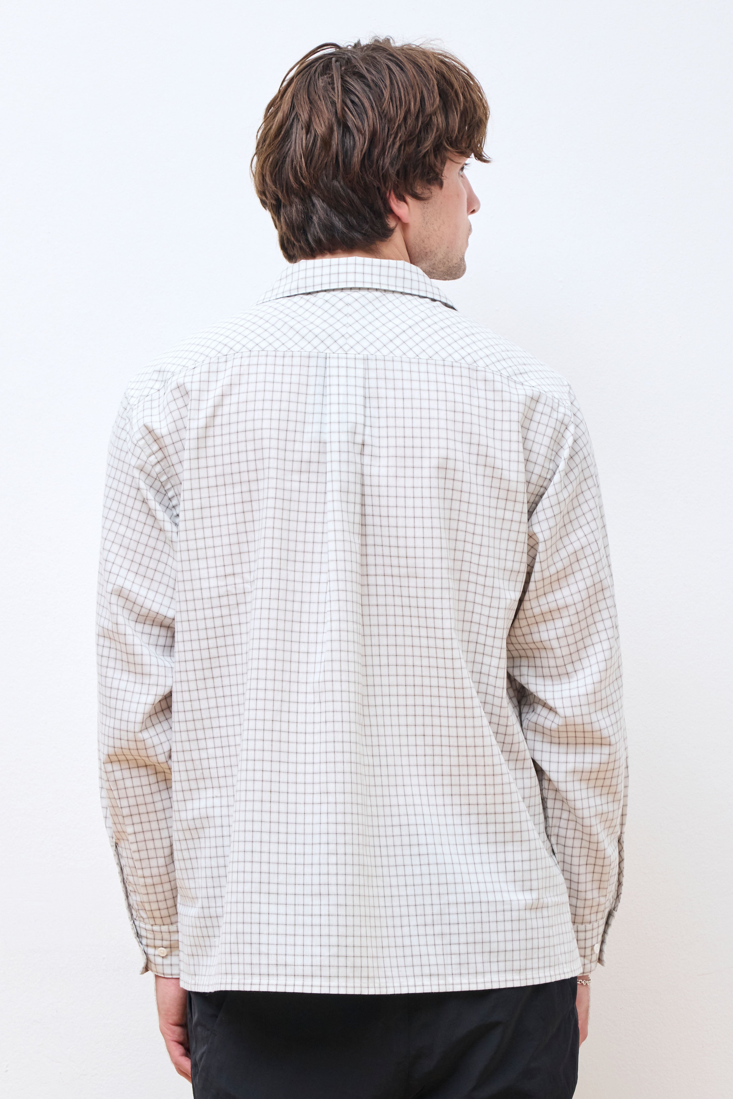 Paper Linen Plaid Shirt Ivory