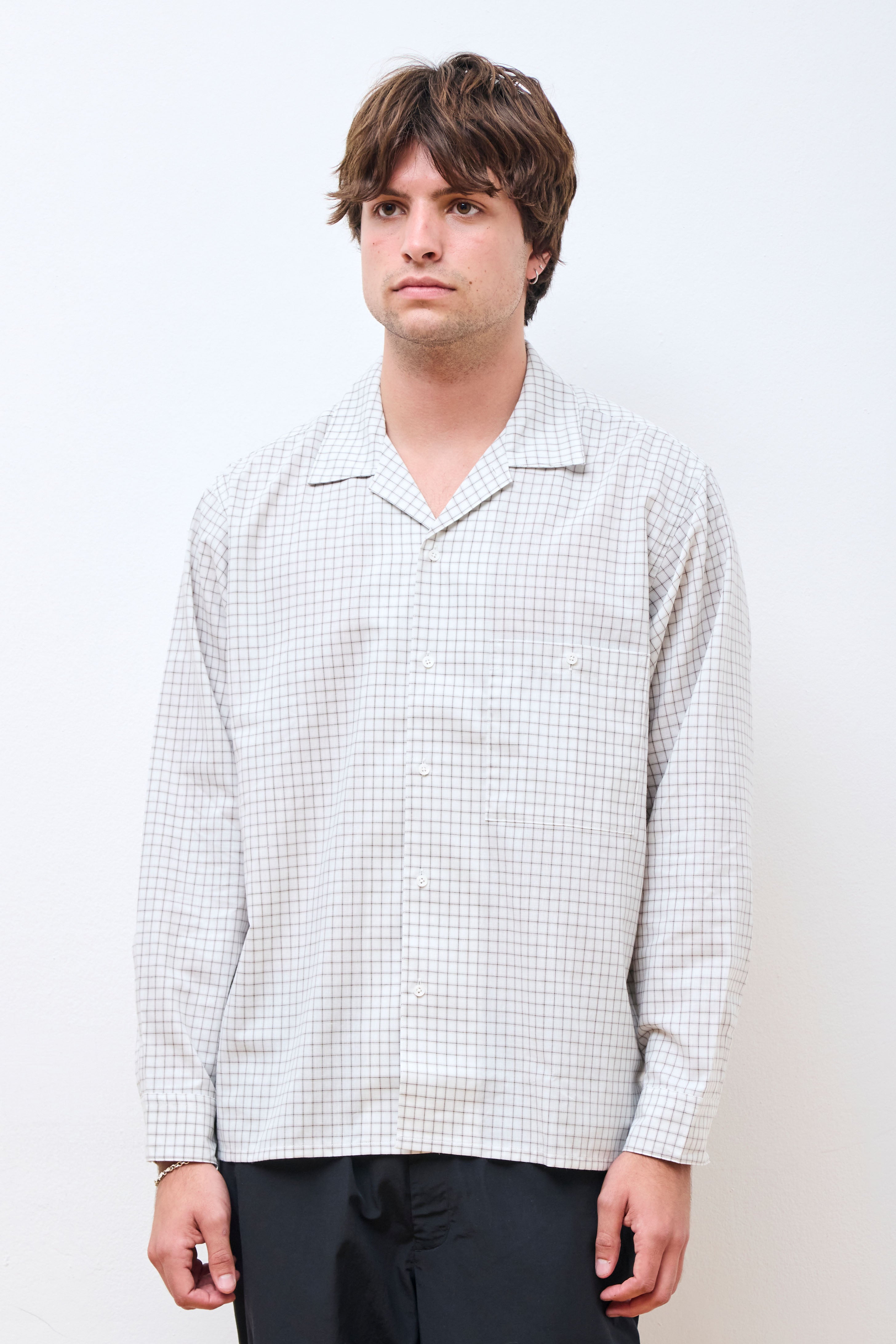 Paper Linen Plaid Shirt Ivory