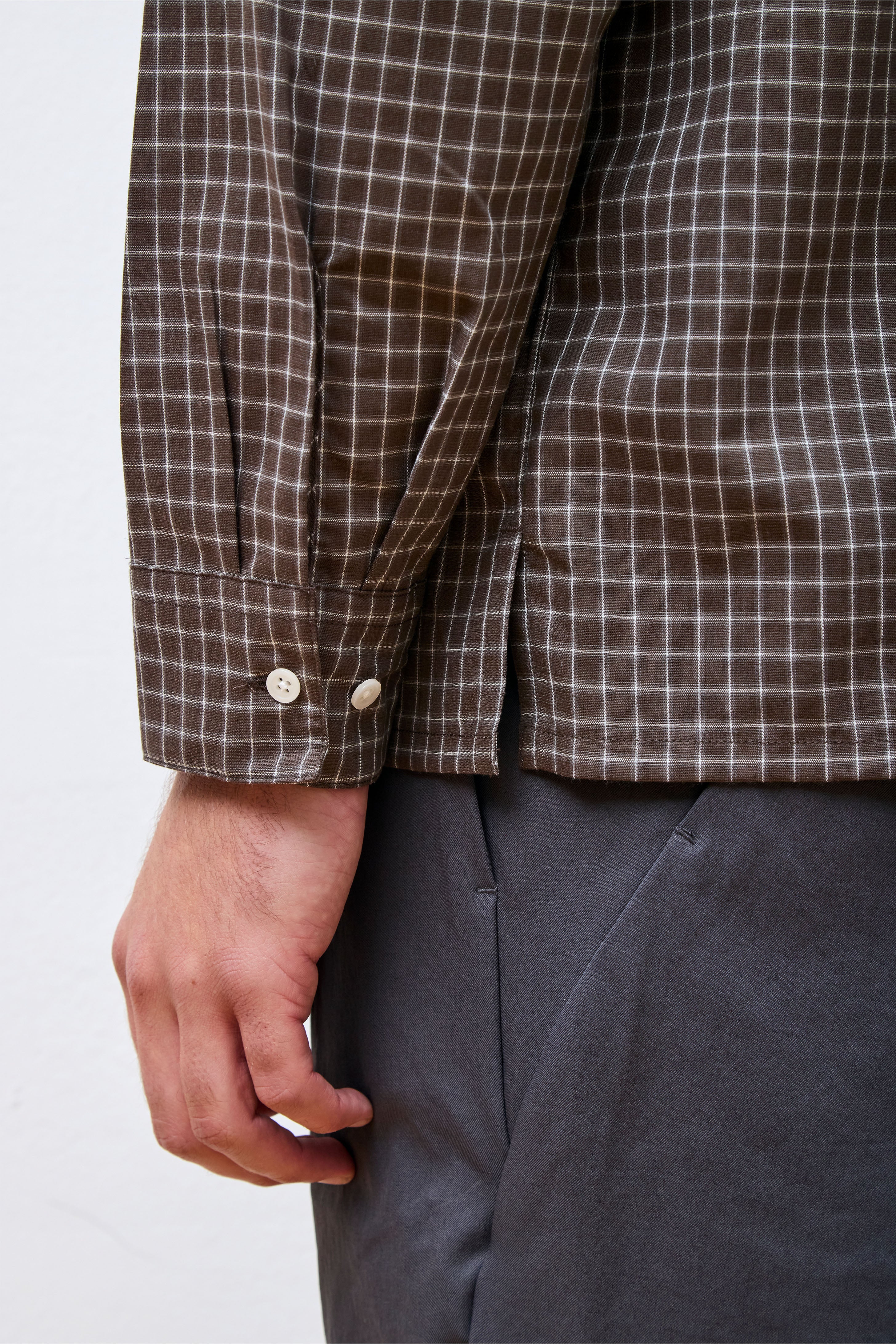 Paper Linen Plaid Shirt Jet Brown