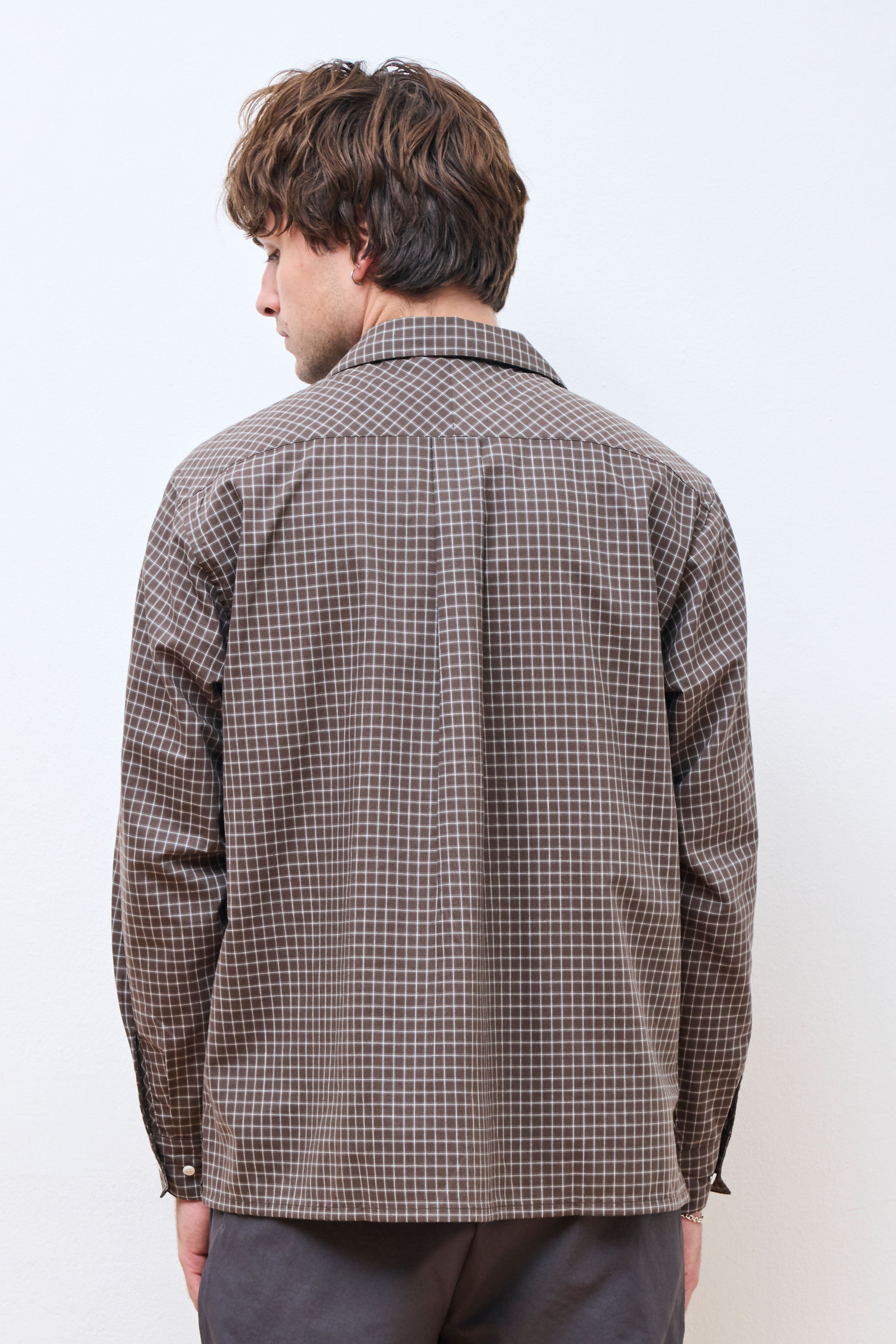 Paper Linen Plaid Shirt Jet Brown