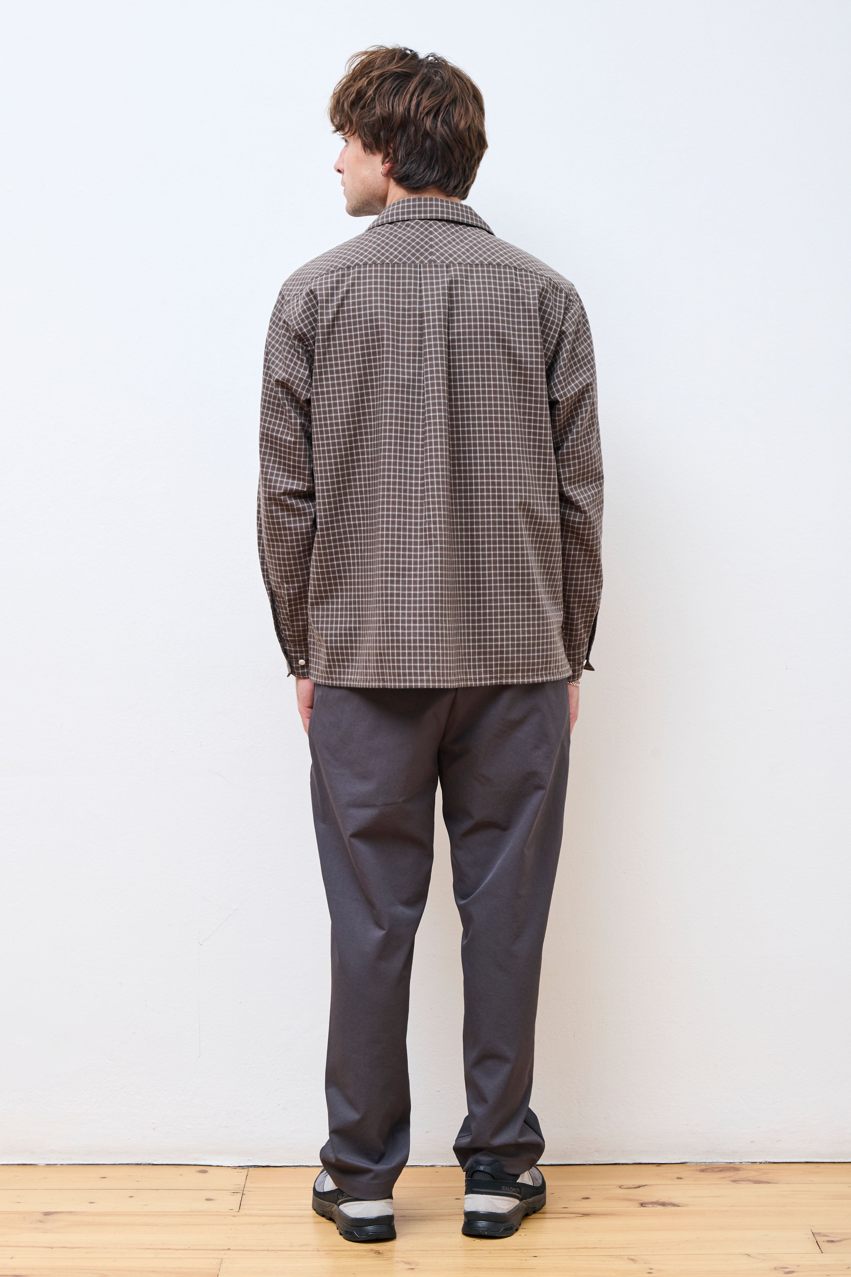 Paper Linen Plaid Shirt Jet Brown