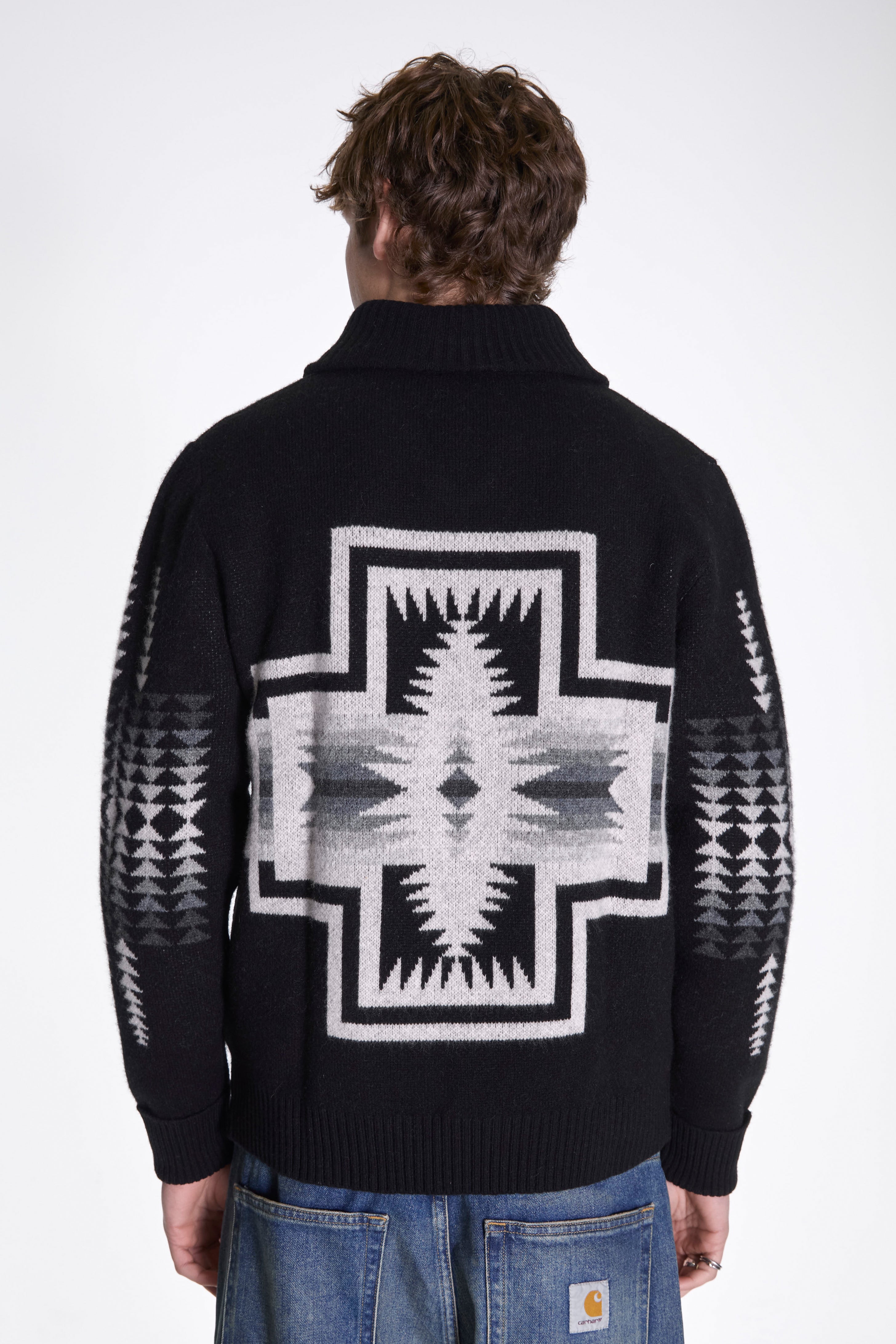 Harding Zip Lambswool Cardigan Harding Black Pearl