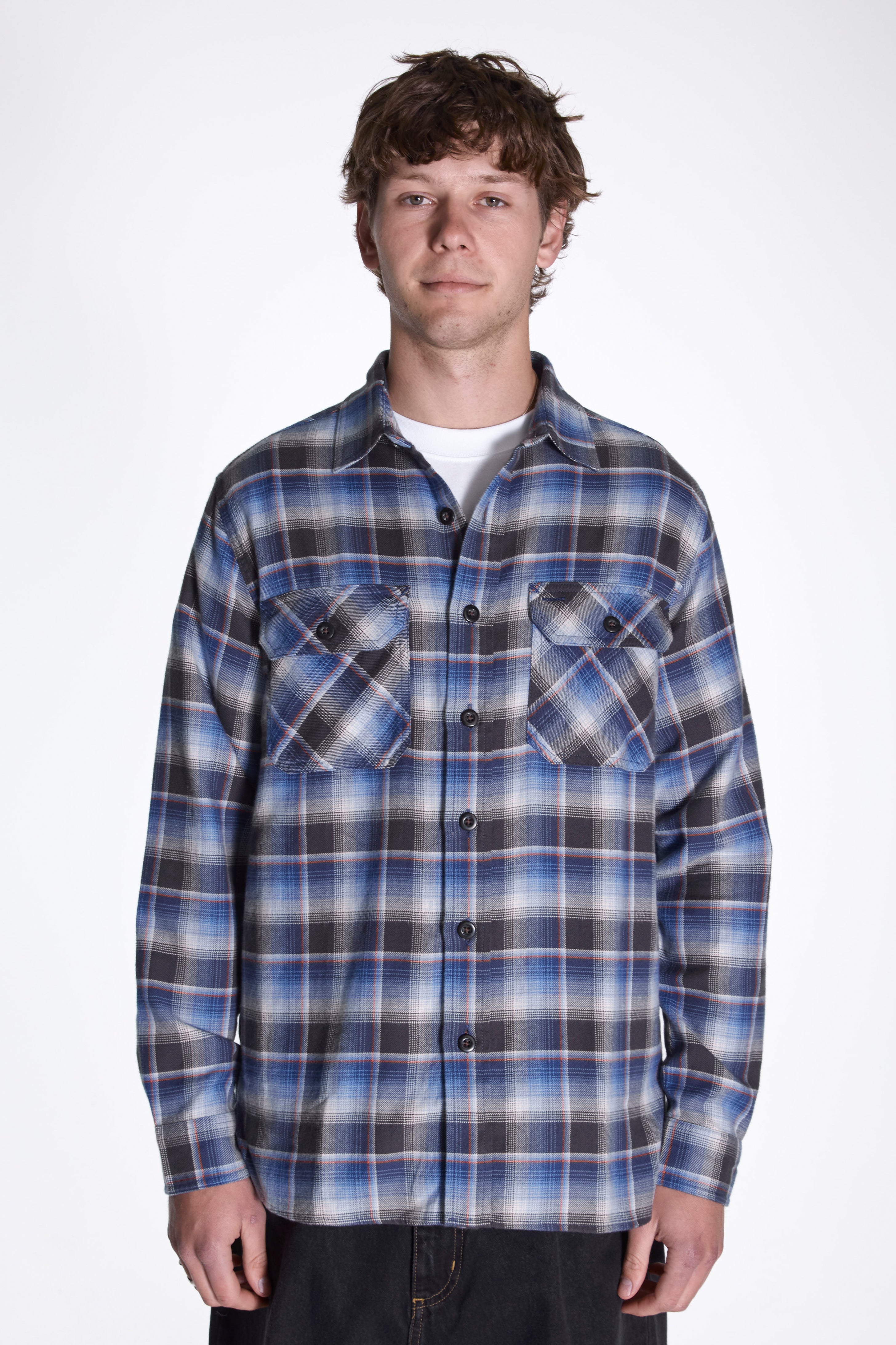 Burnside Shirt Charcoal/Blue Plaid