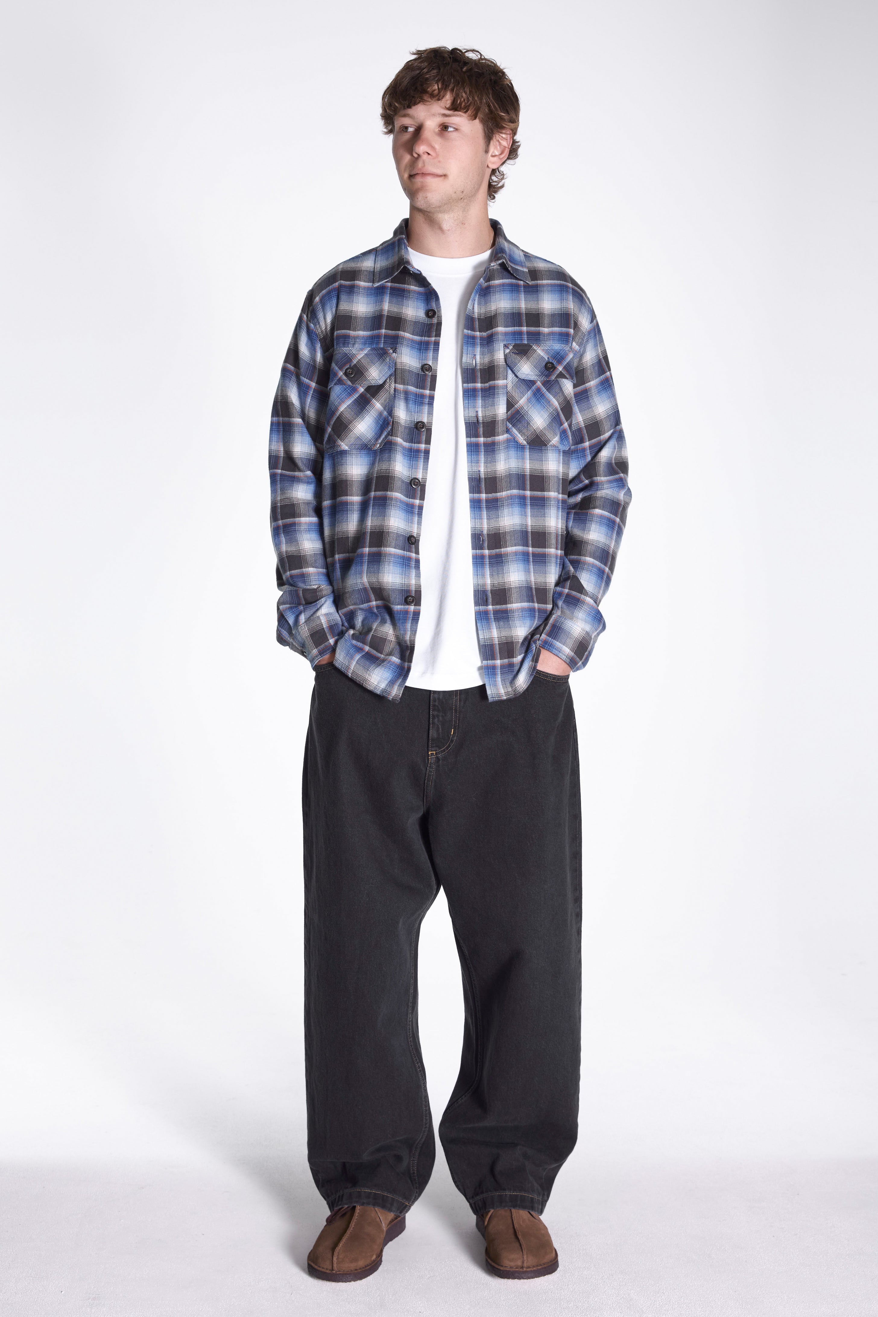 Burnside Shirt Charcoal/Blue Plaid