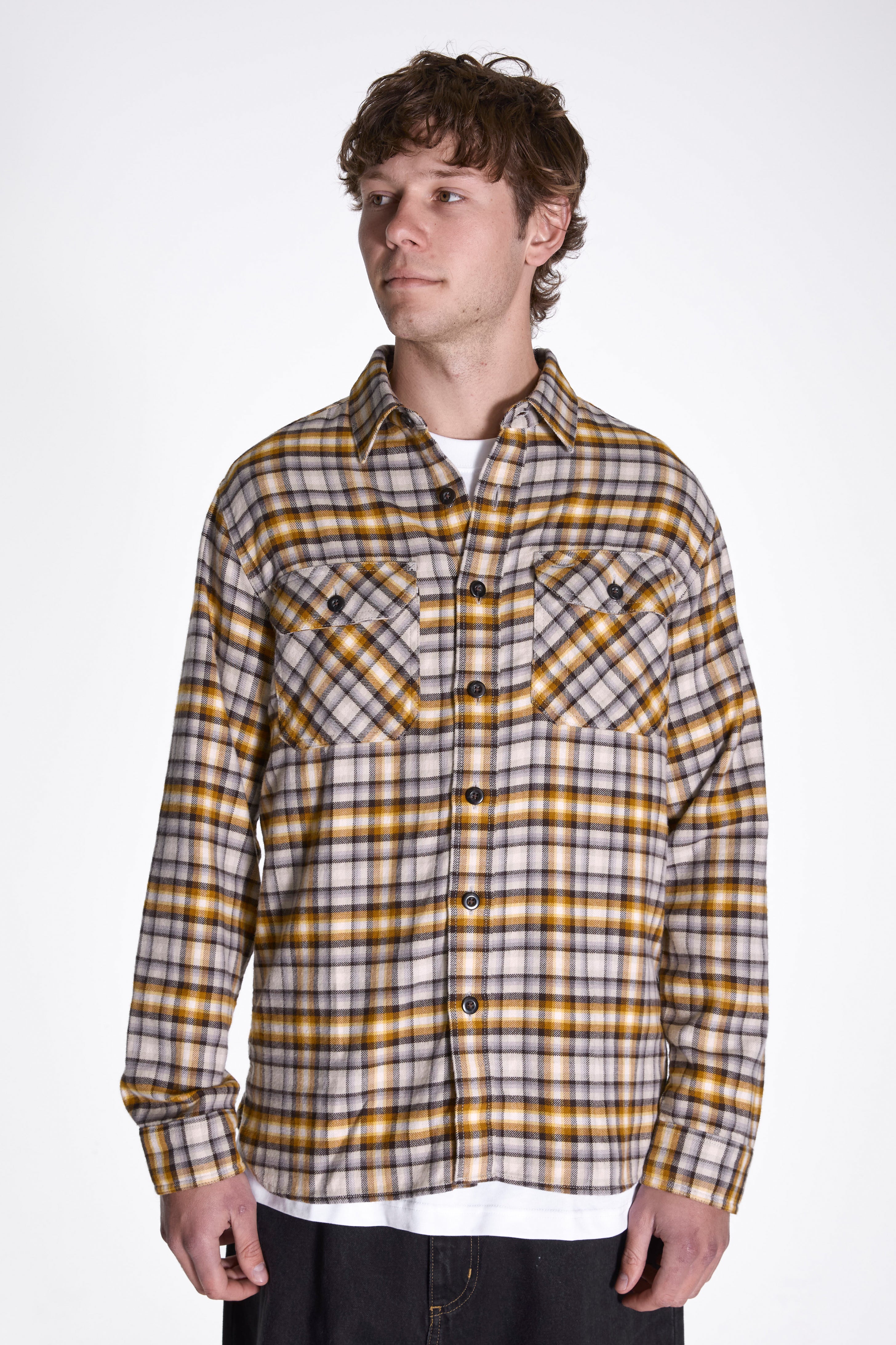 Burnside Shirt Grey/Gold Plaid
