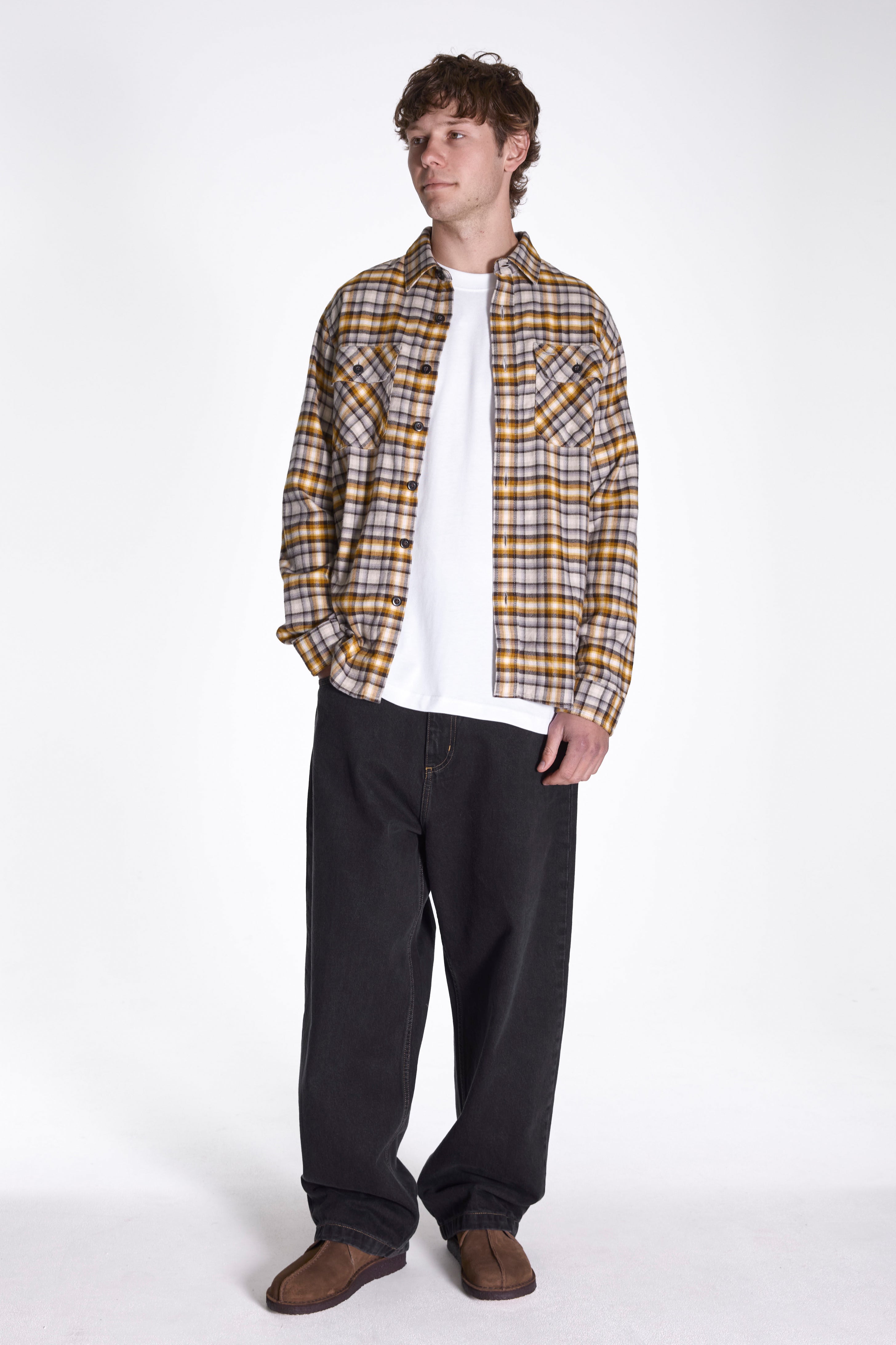 Burnside Shirt Grey/Gold Plaid