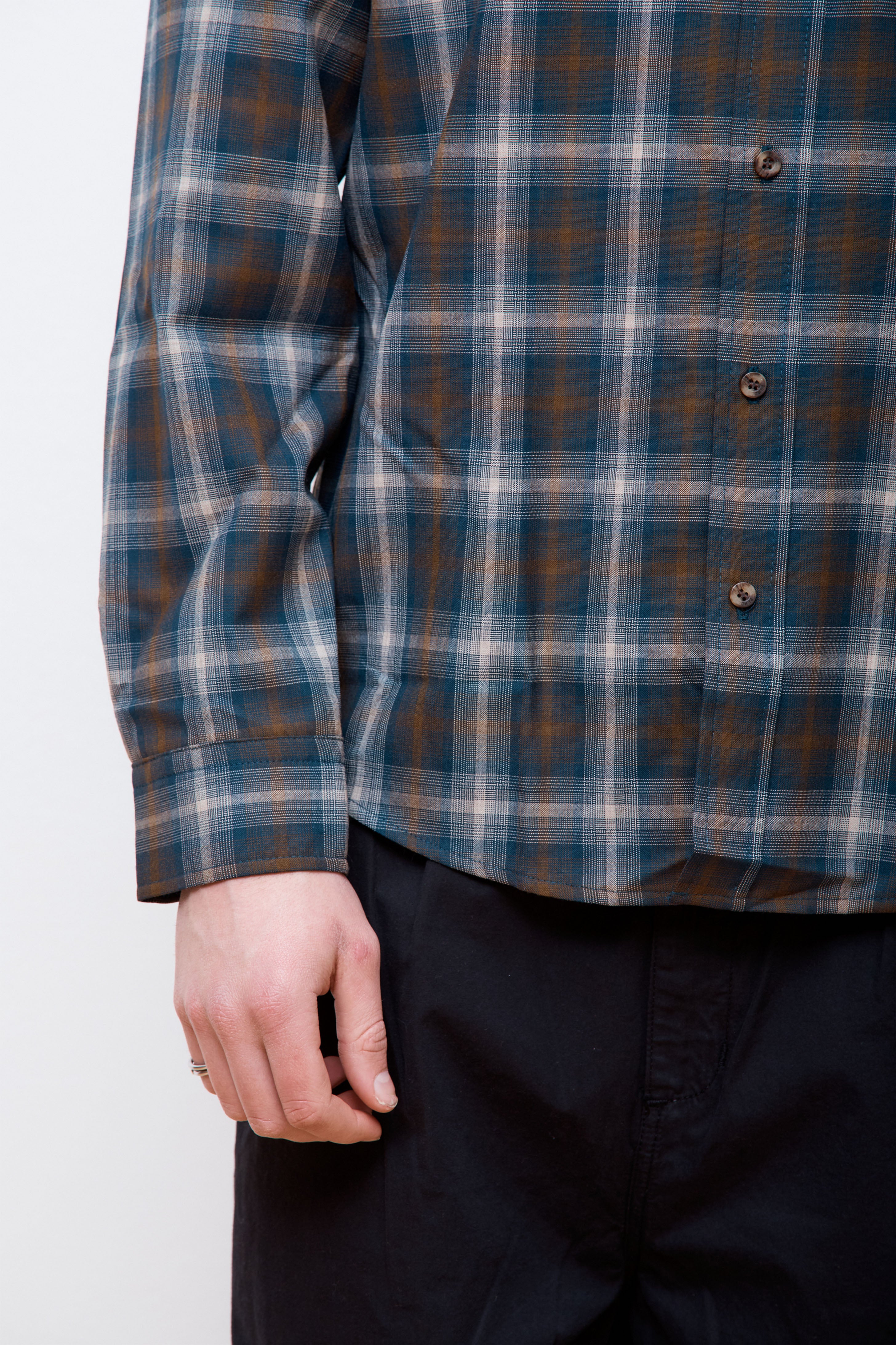 Merino Lodge Shirt Blue/Brown/Tan