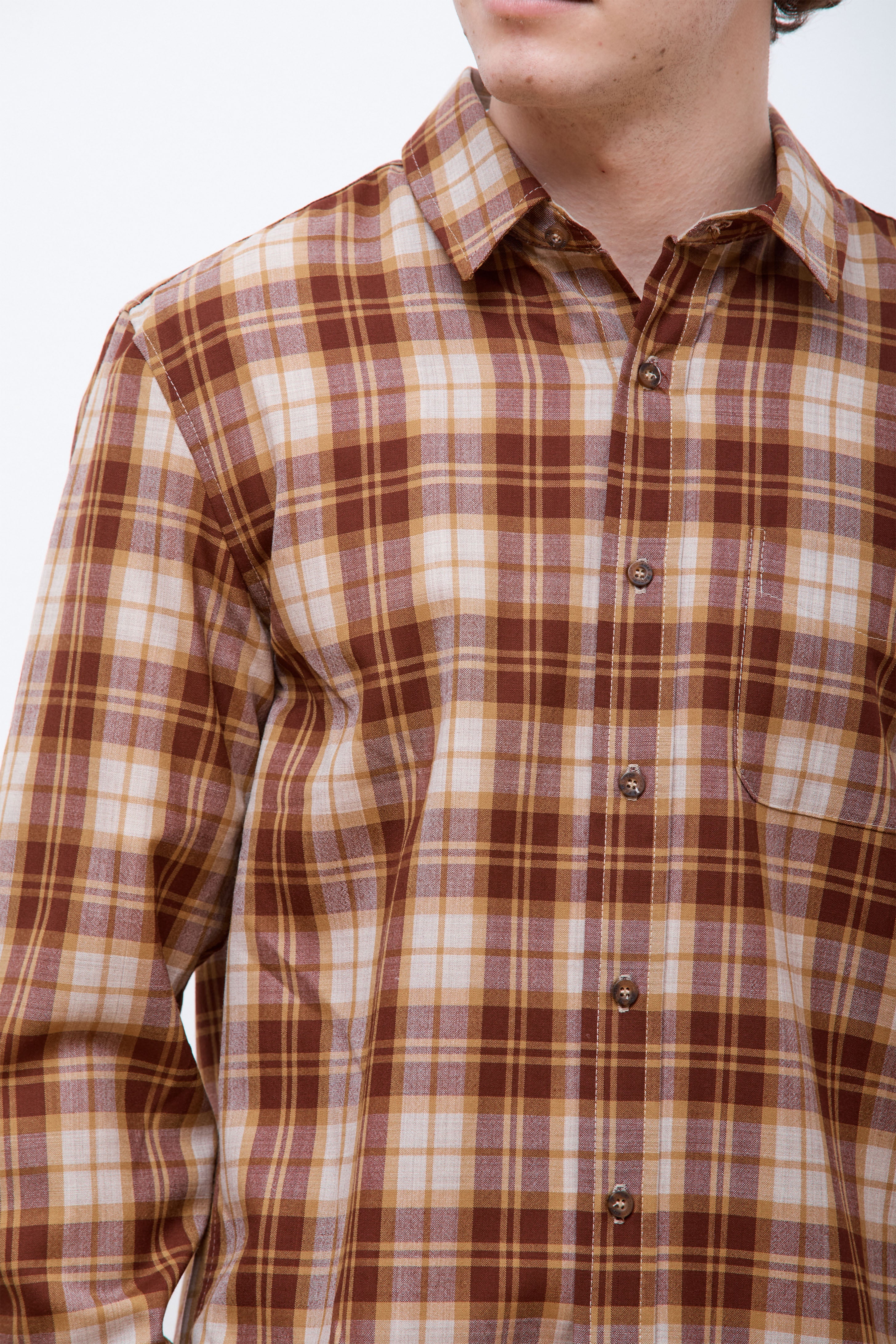 Merino Lodge Shirt Copper/Tan Mix Plaid