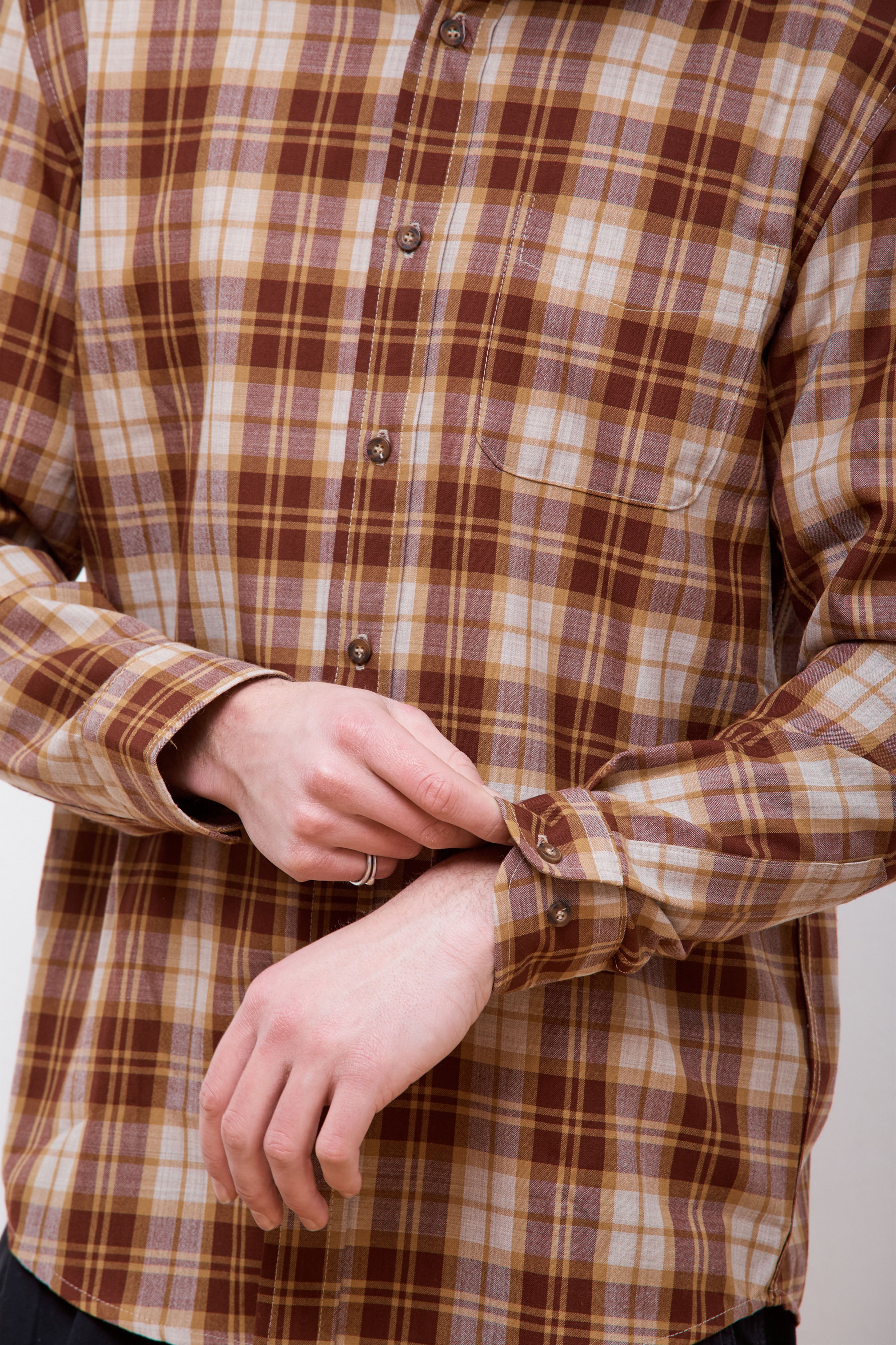 Merino Lodge Shirt Copper/Tan Mix Plaid