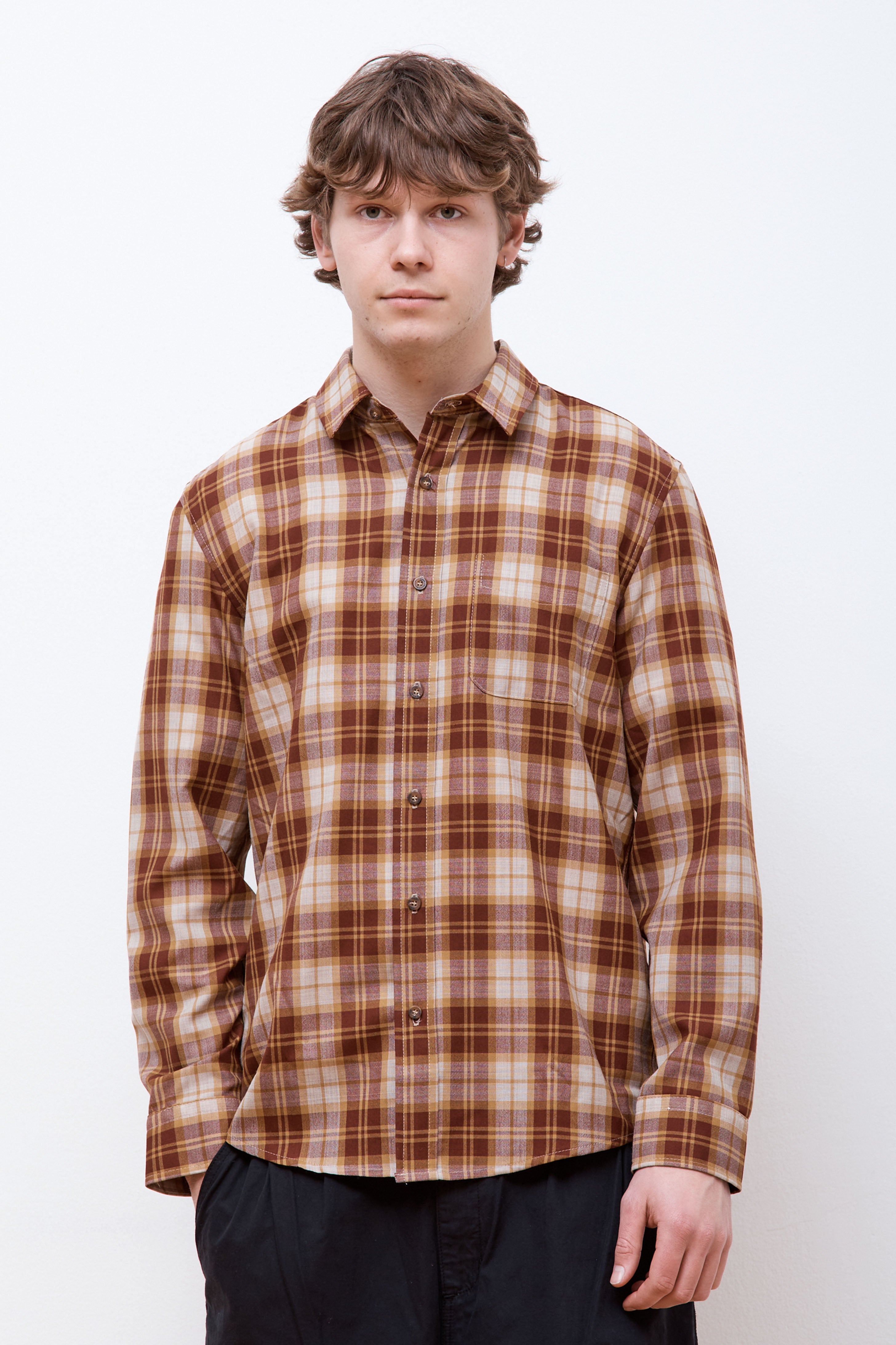 Merino Lodge Shirt Copper/Tan Mix Plaid