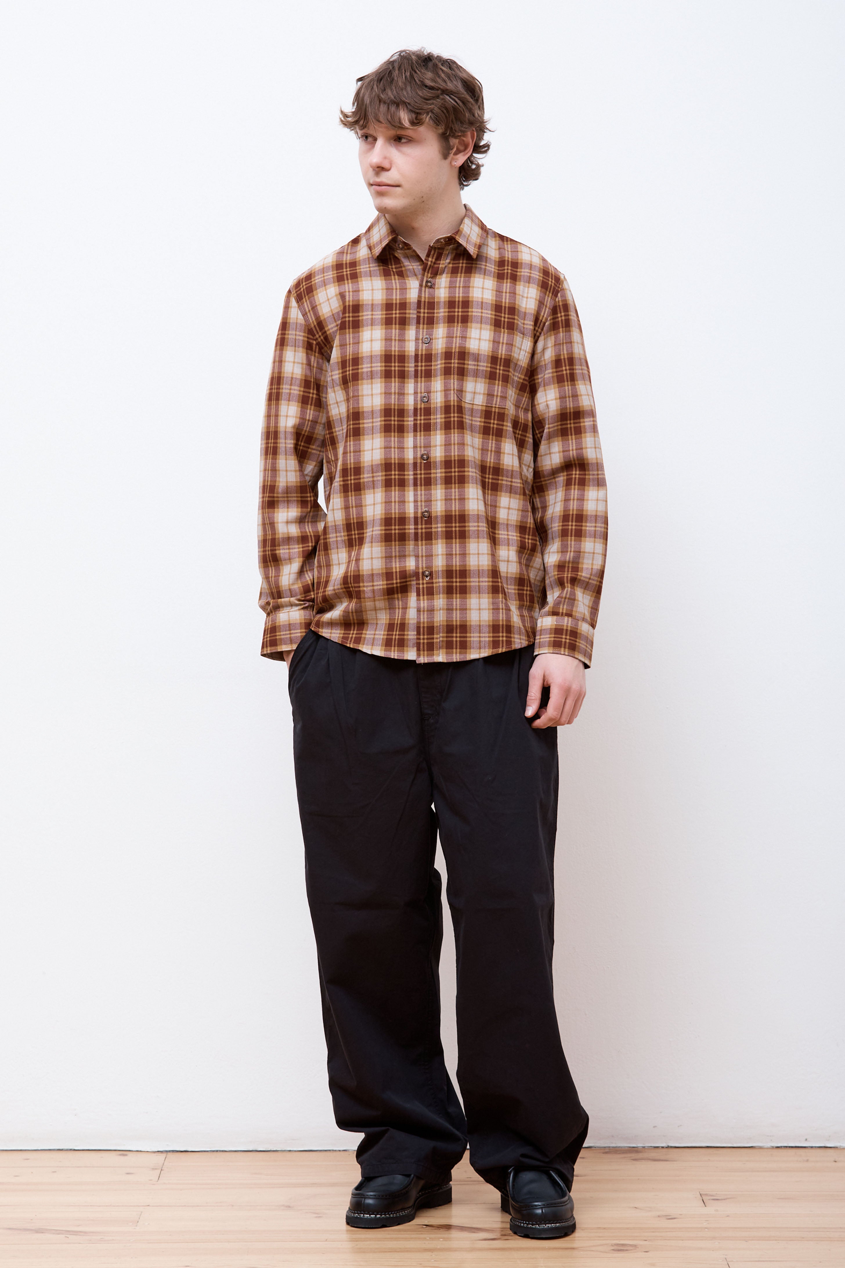 Merino Lodge Shirt Copper/Tan Mix Plaid