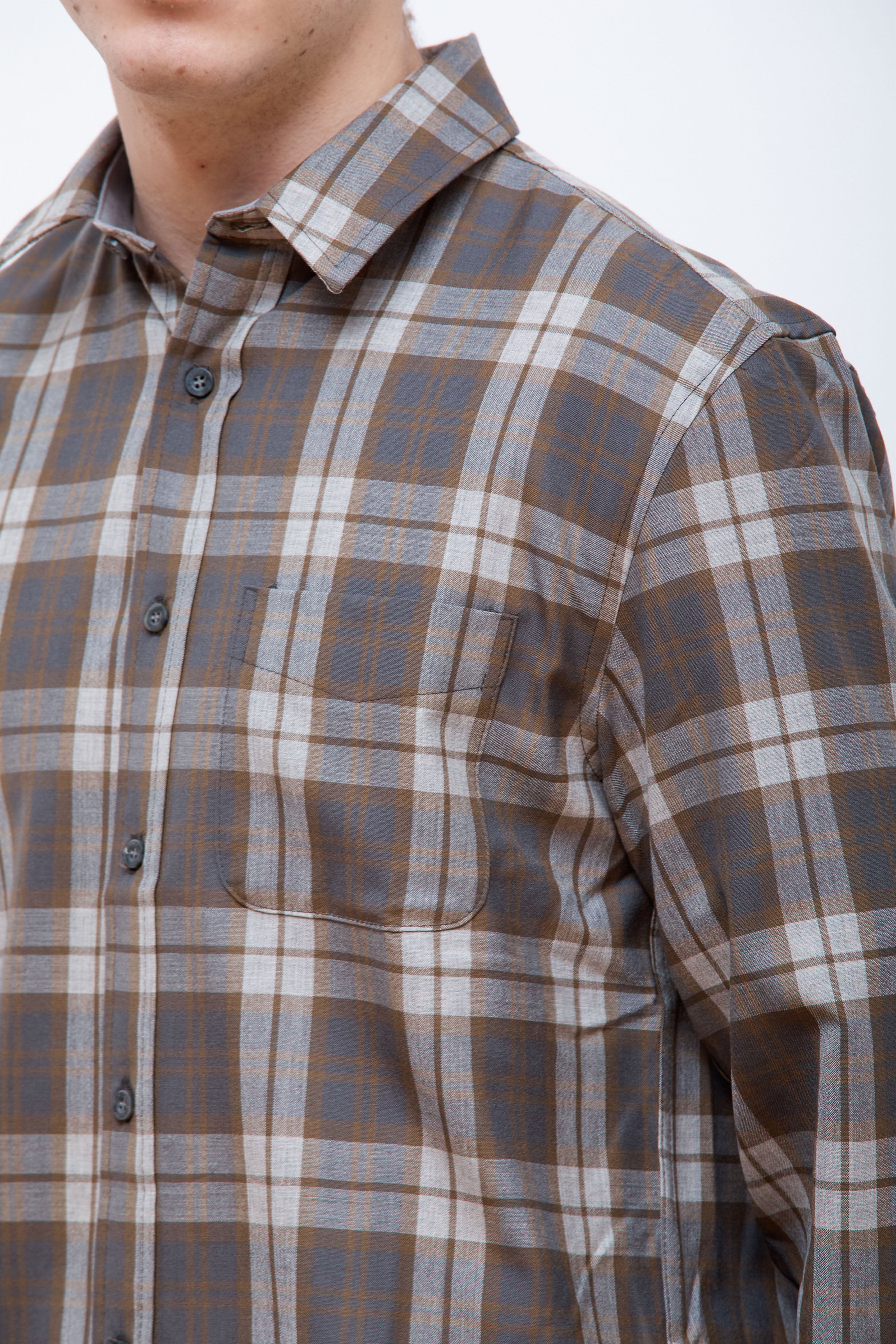 Merino Lodge Shirt Olive/Grey Mix Plaid