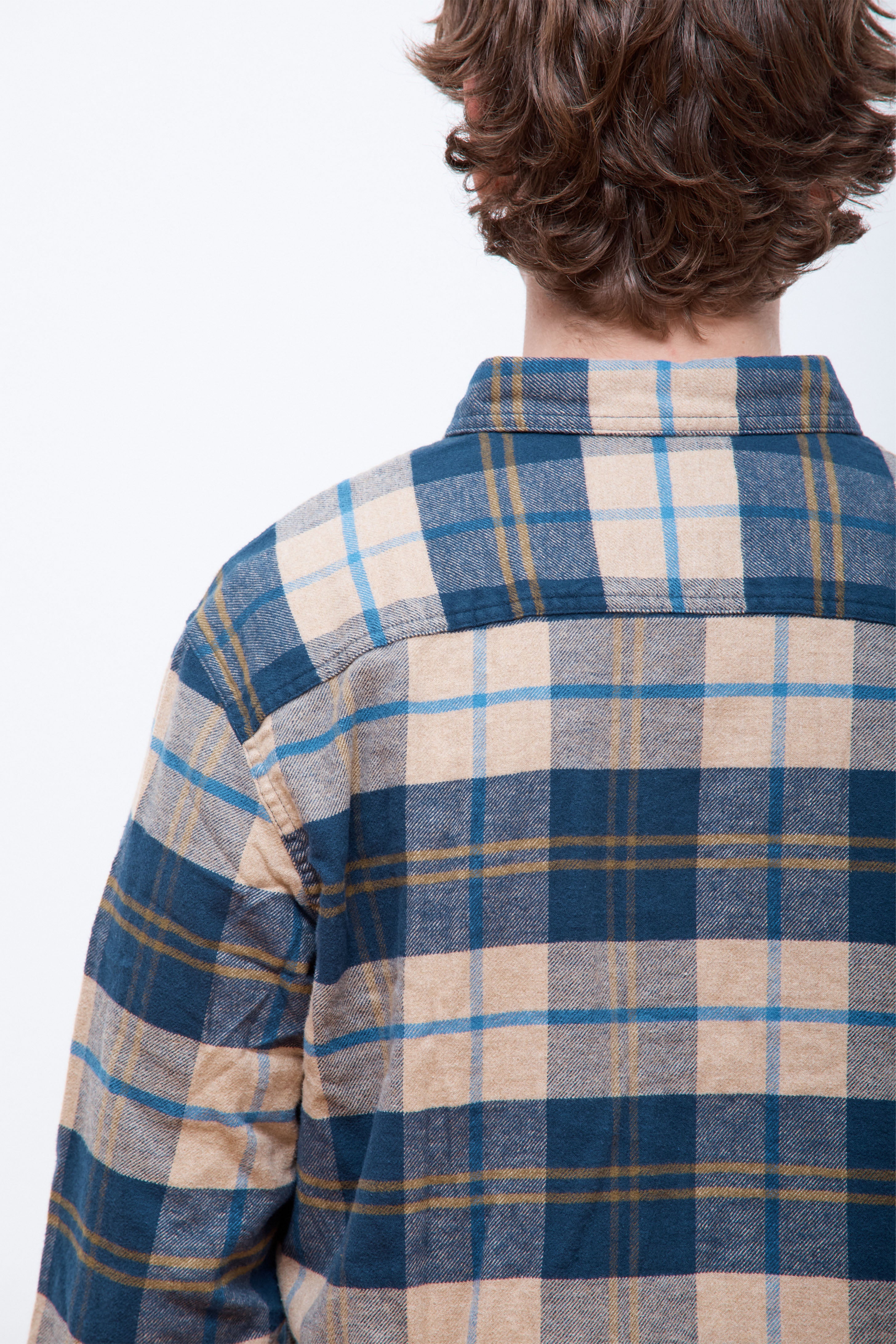 Burnside Flannel Shirt Tan/Navy/Bronze Plaid