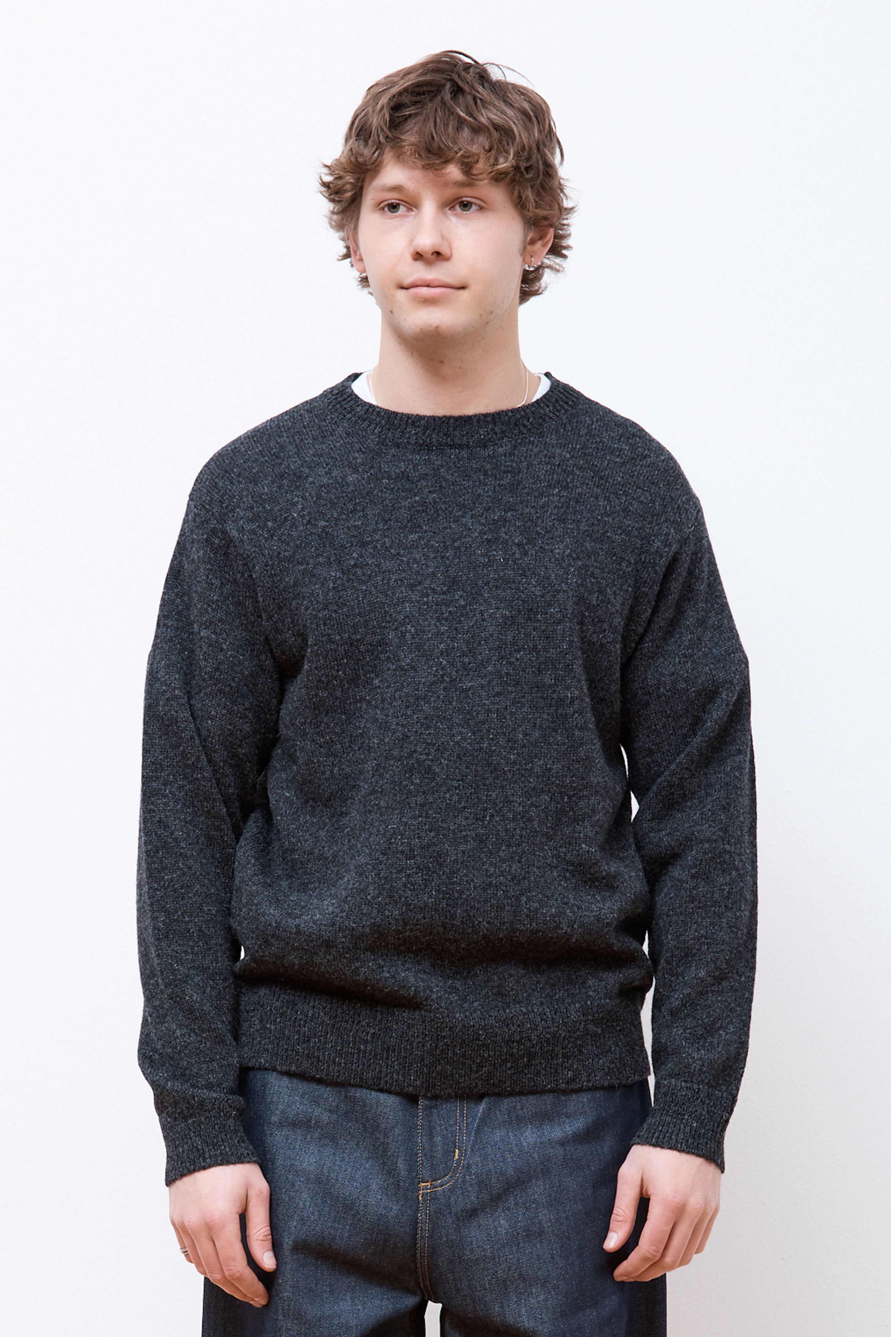 Shetland Wool Crew Black Heather