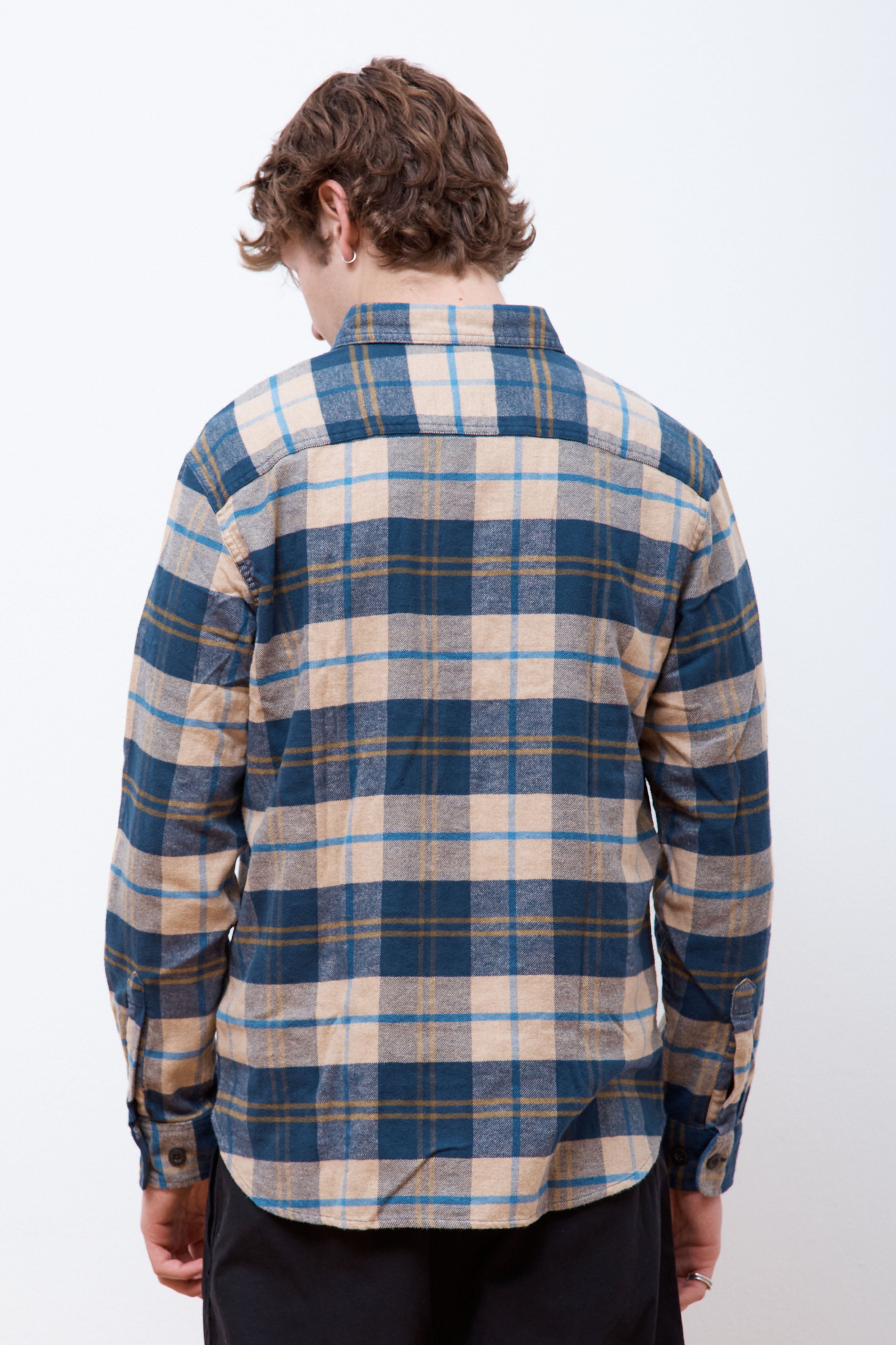 Burnside Flannel Shirt Tan/Navy/Bronze Plaid