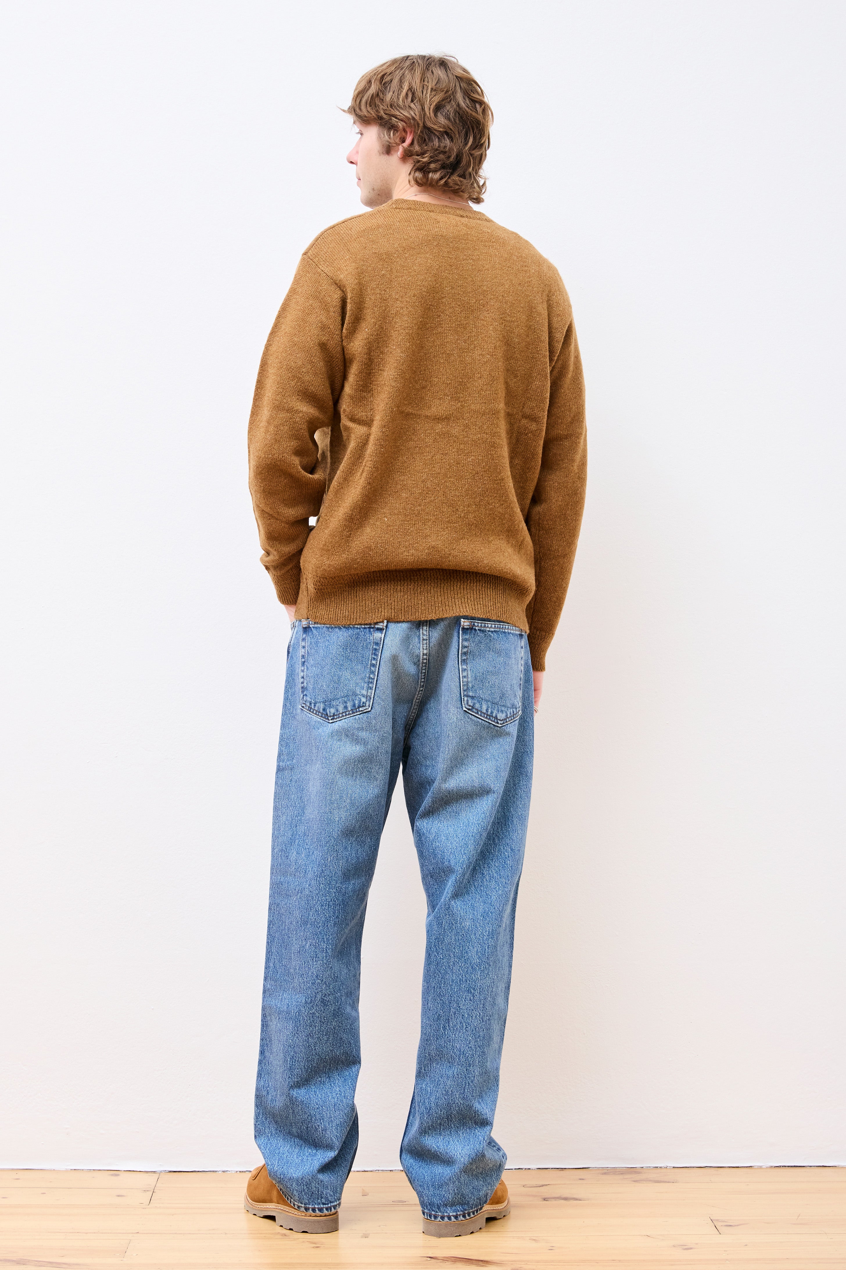 Shetland Wool Crew Carmel Heather