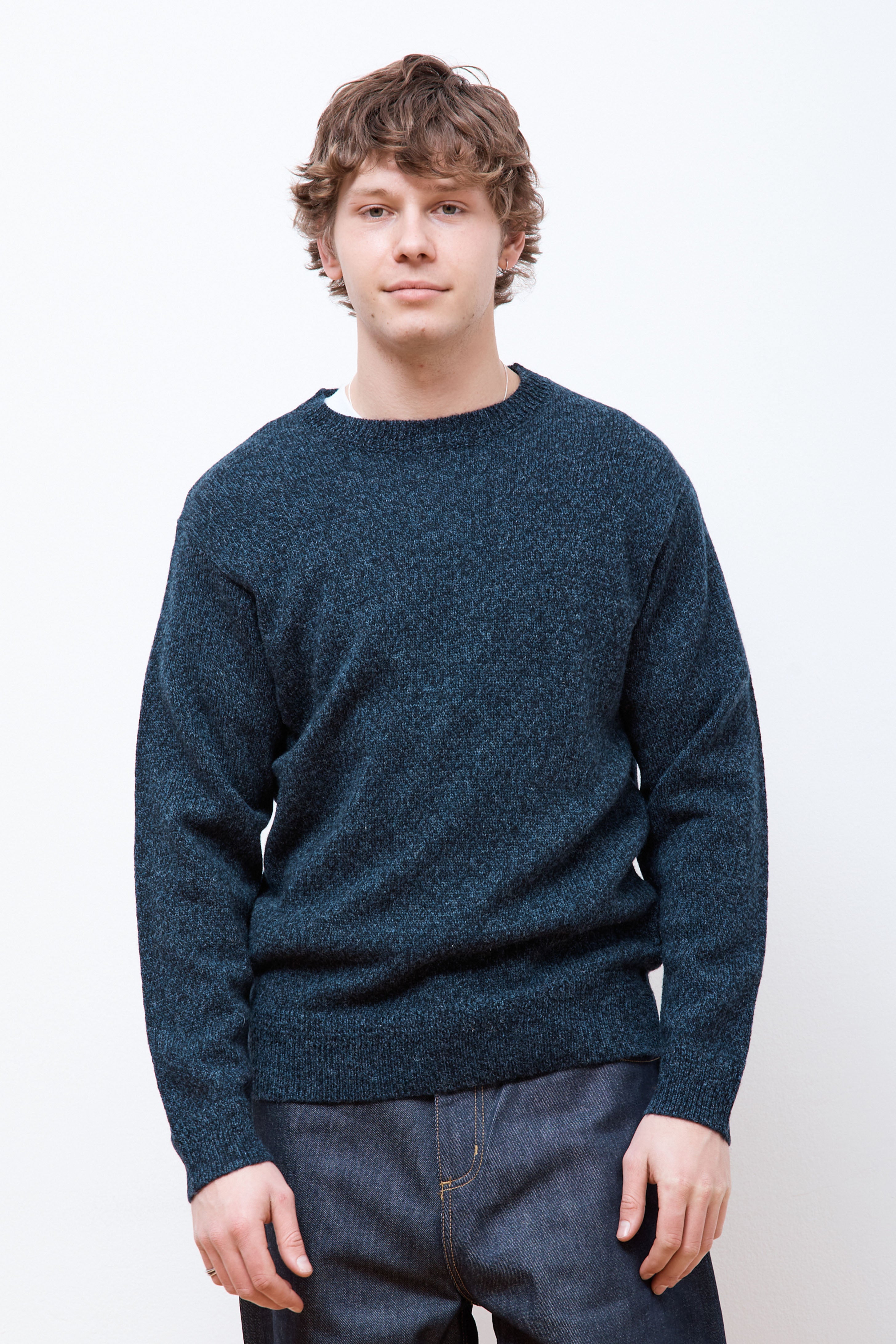 Shetland Wool Crew Indigo Heather