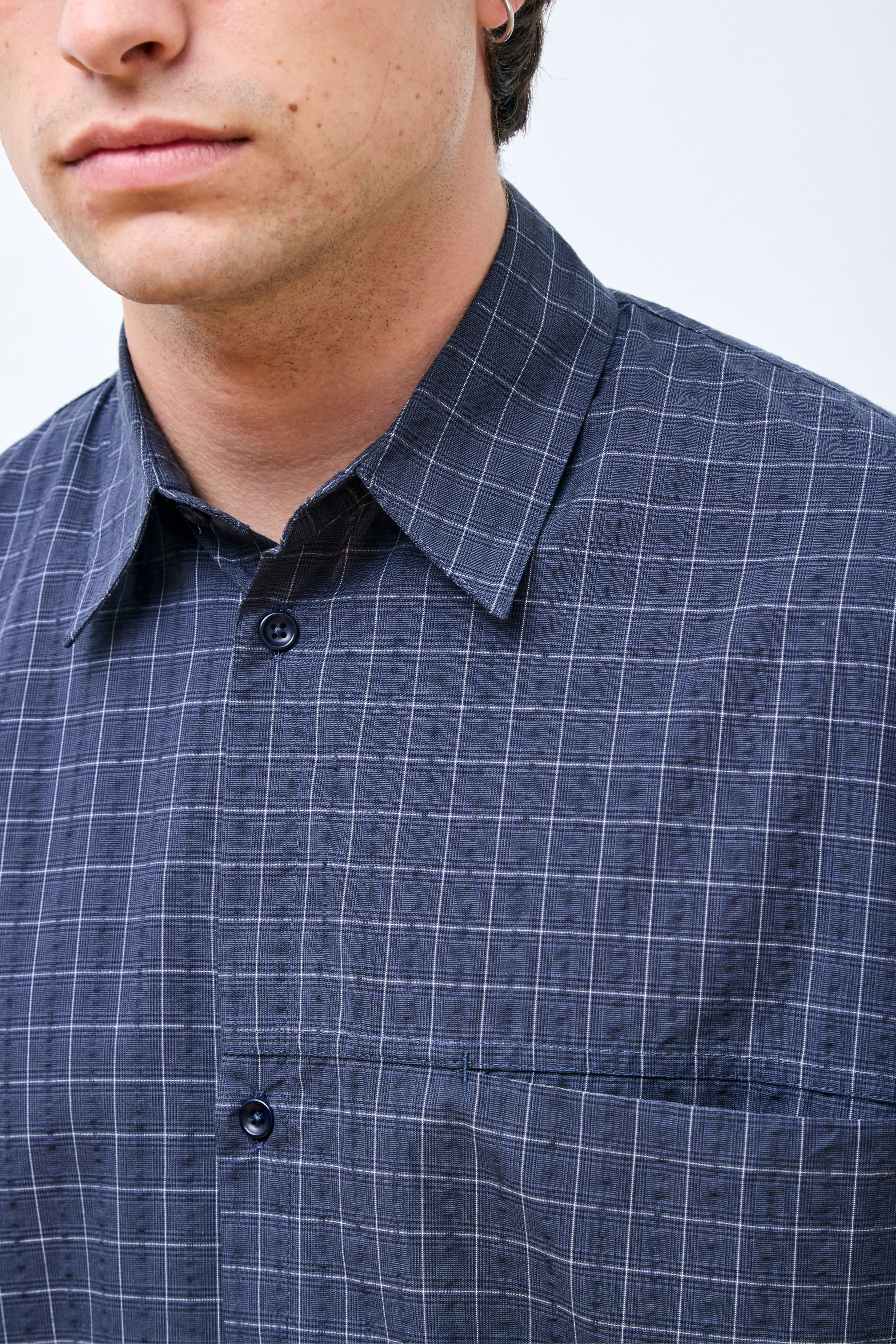 Pocket Parka Shirt Stone Blue Check