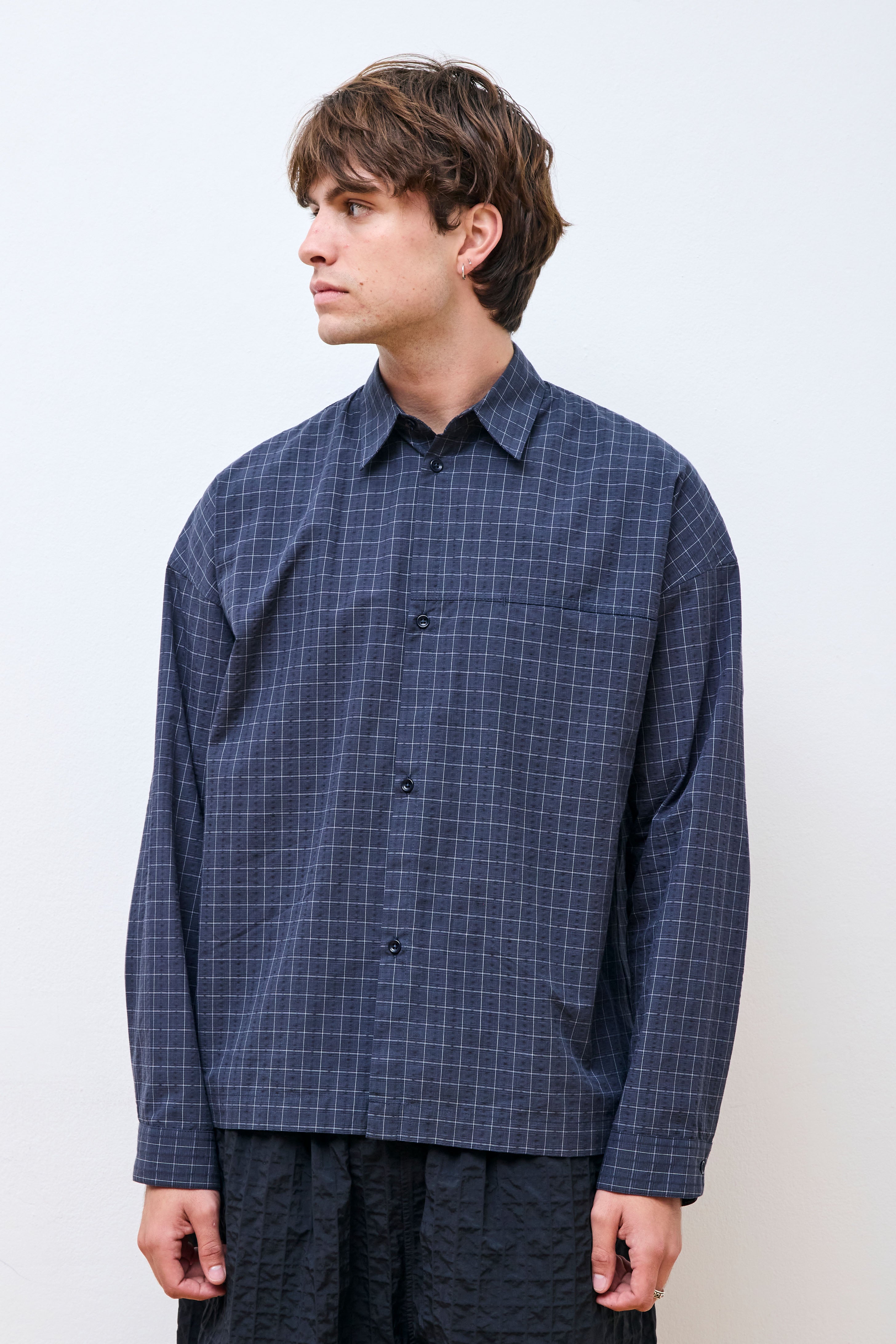 Pocket Parka Shirt Stone Blue Check