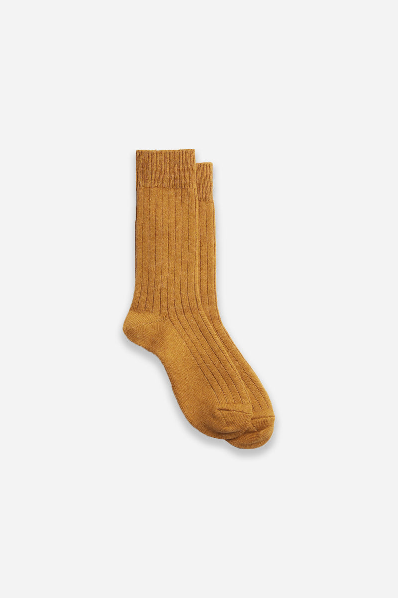 Cotton Wool Ribbed Crew Sock Gold