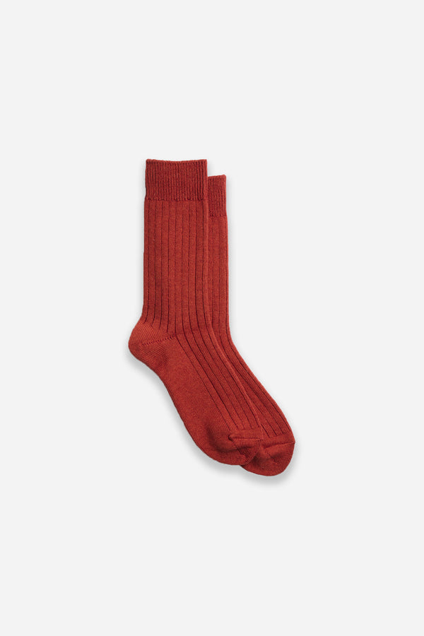 Cotton Wool Ribbed Crew Sock Red