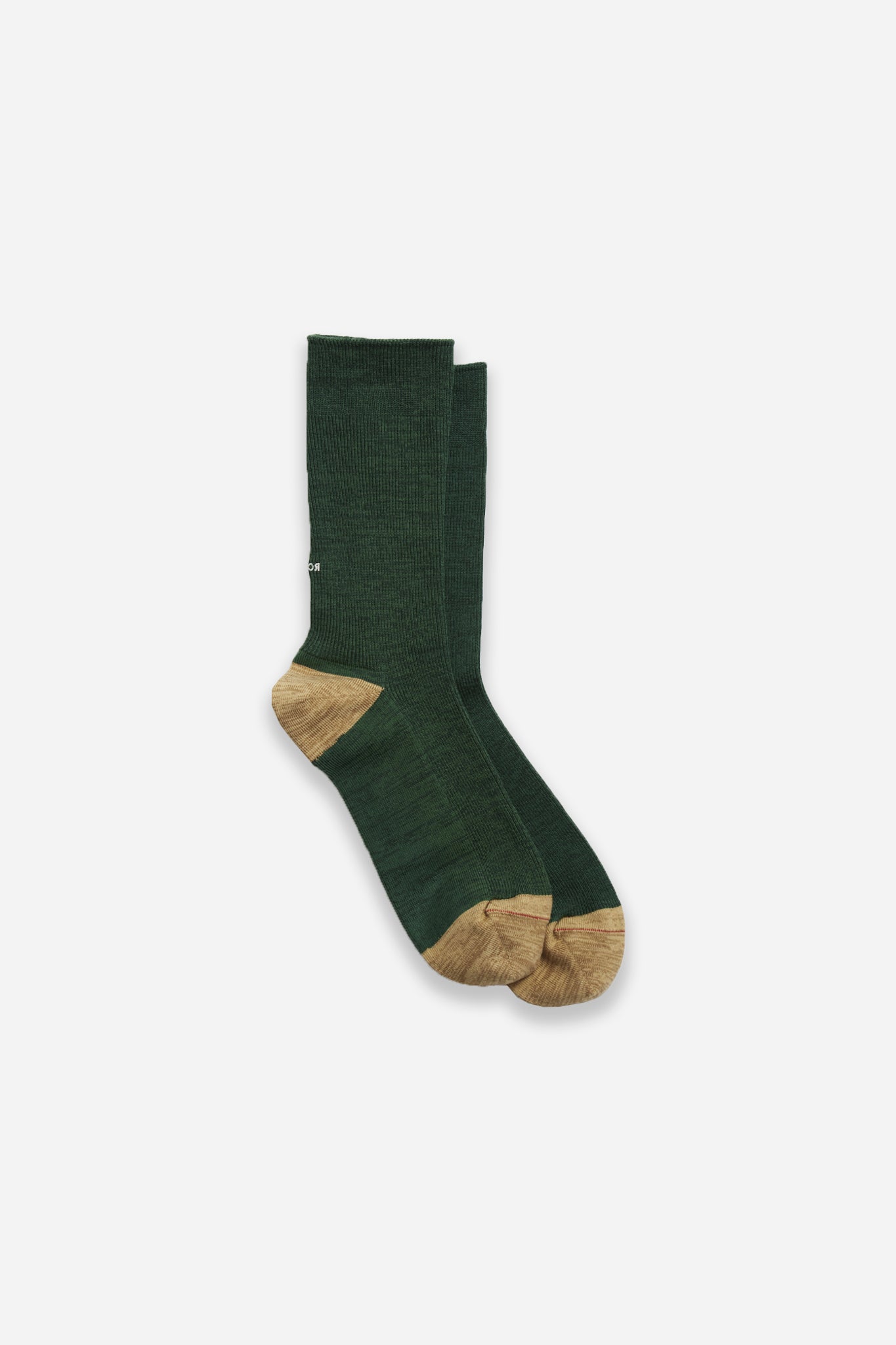 Organic Cotton Blend Crew Socks D.Green/Beige