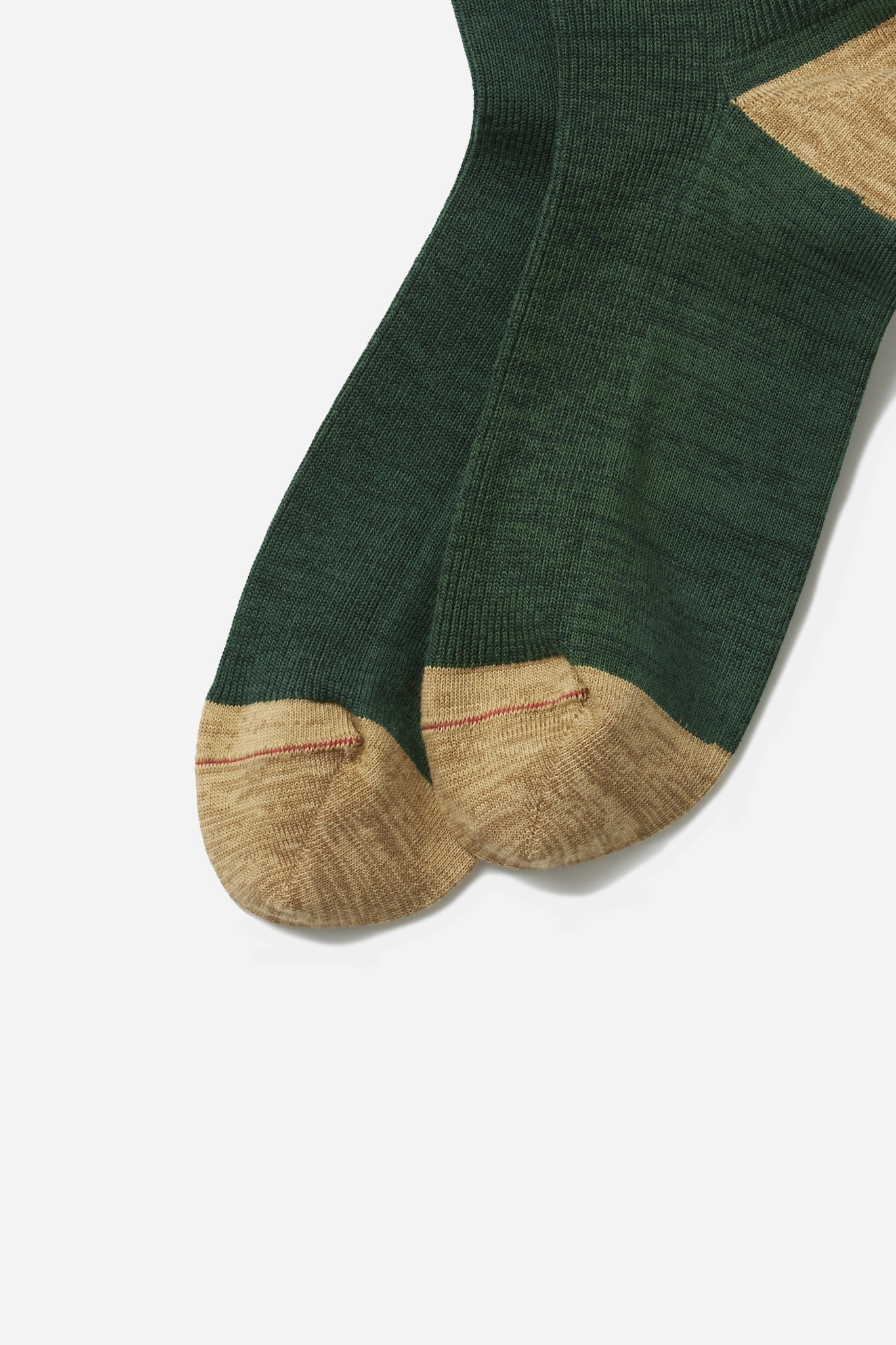 Organic Cotton Blend Crew Socks D.Green/Beige