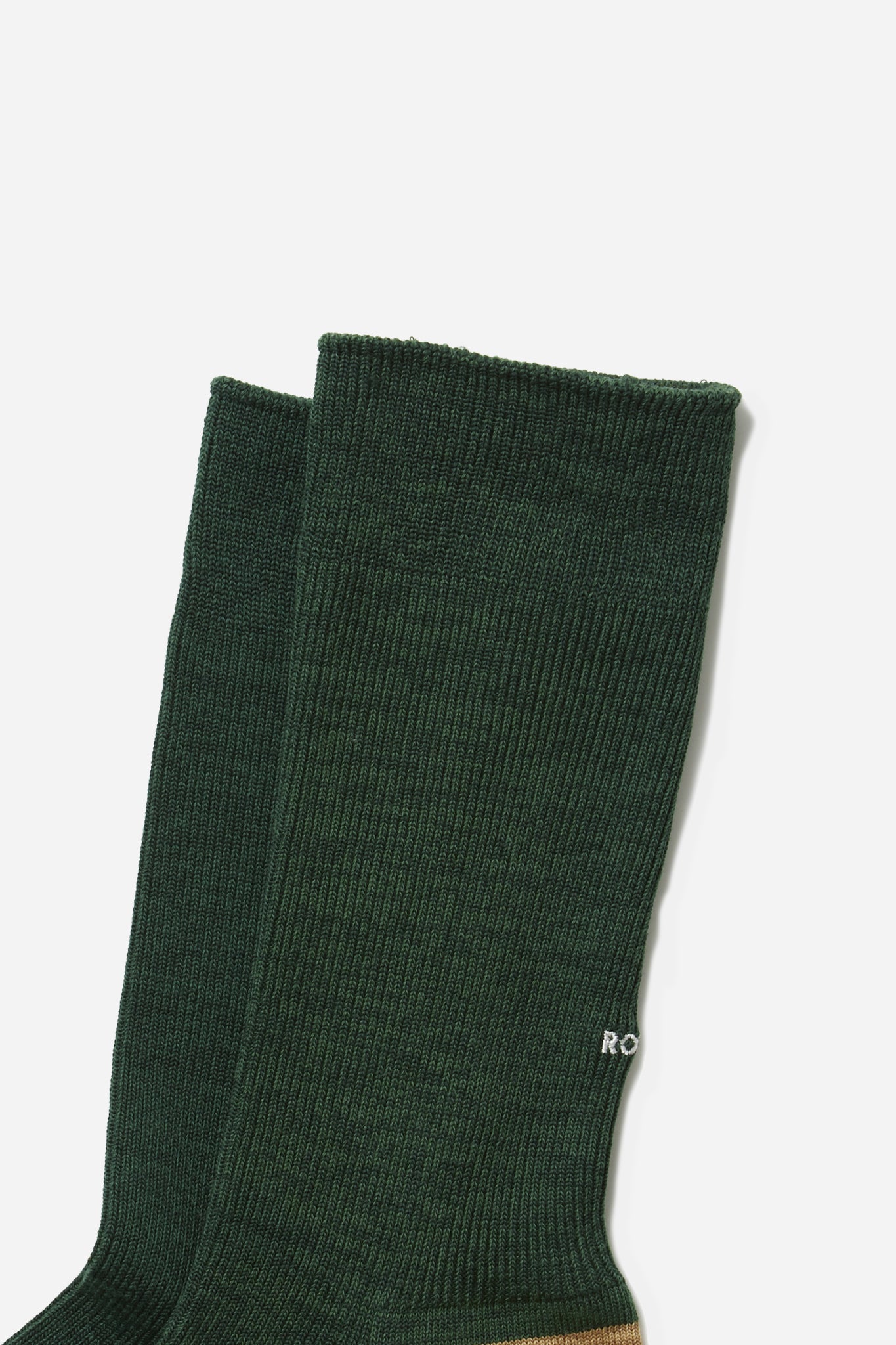 Organic Cotton Blend Crew Socks D.Green/Beige