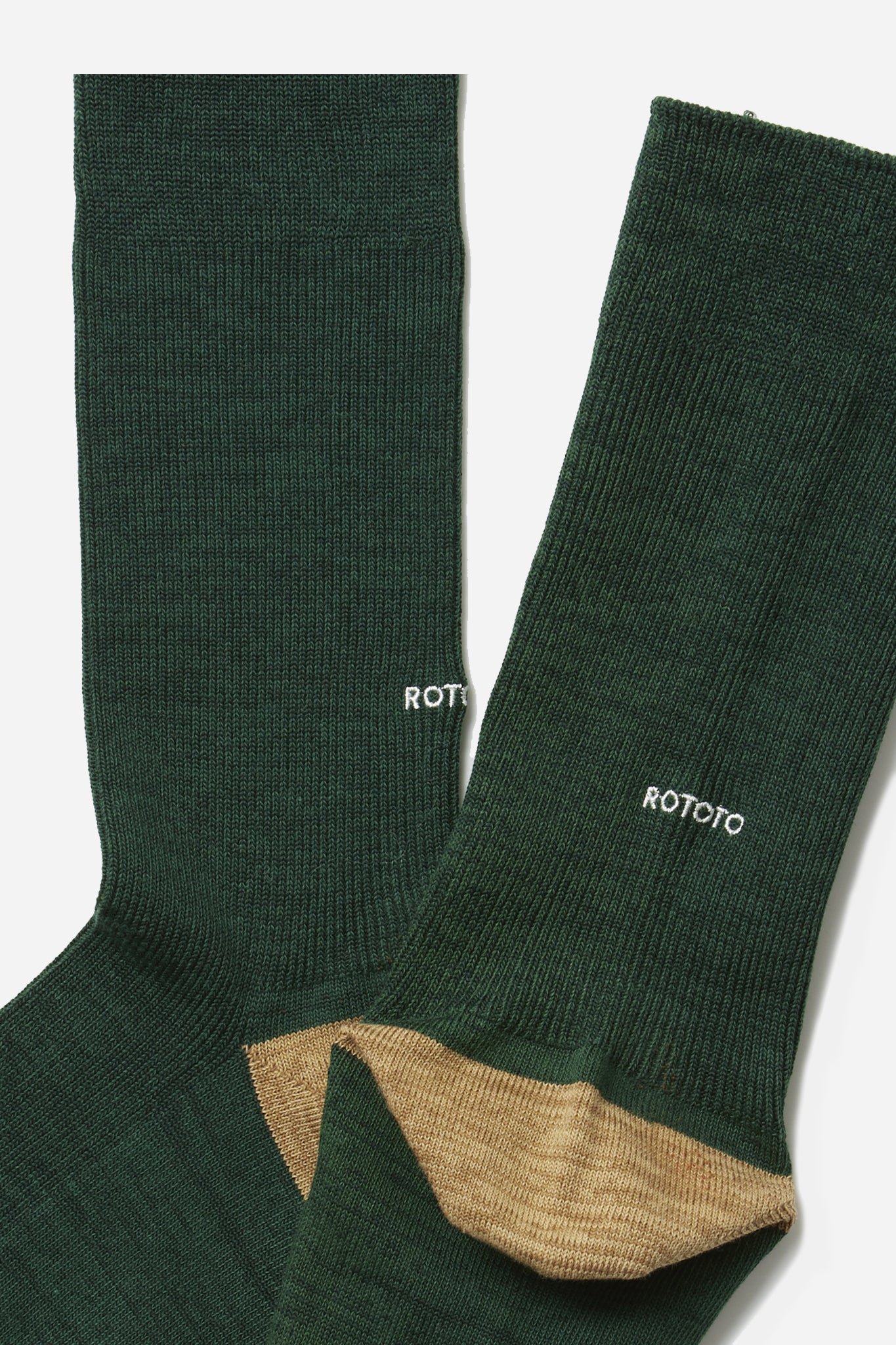 Organic Cotton Blend Crew Socks D.Green/Beige