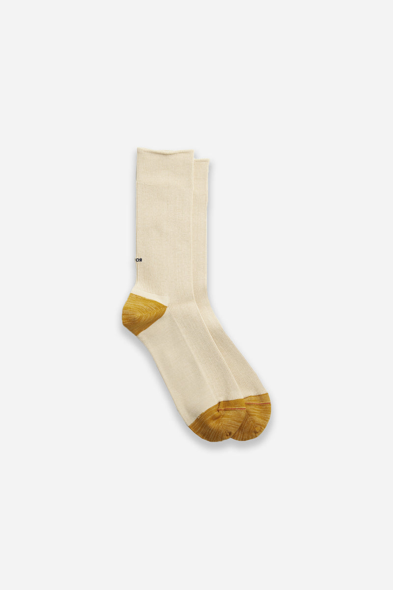 Organic Cotton Blend Crew Socks Raw White/Gold