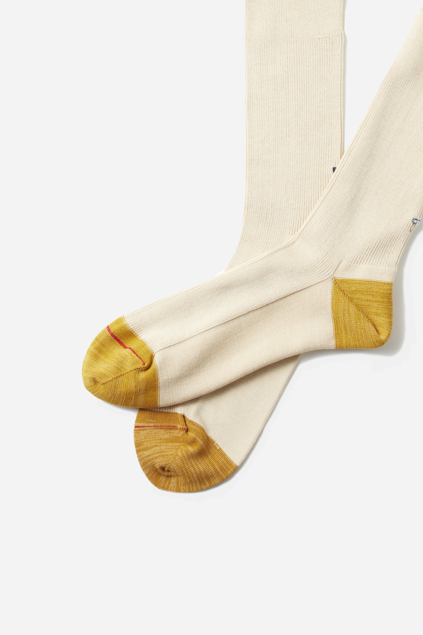 Organic Cotton Blend Crew Socks Raw White/Gold