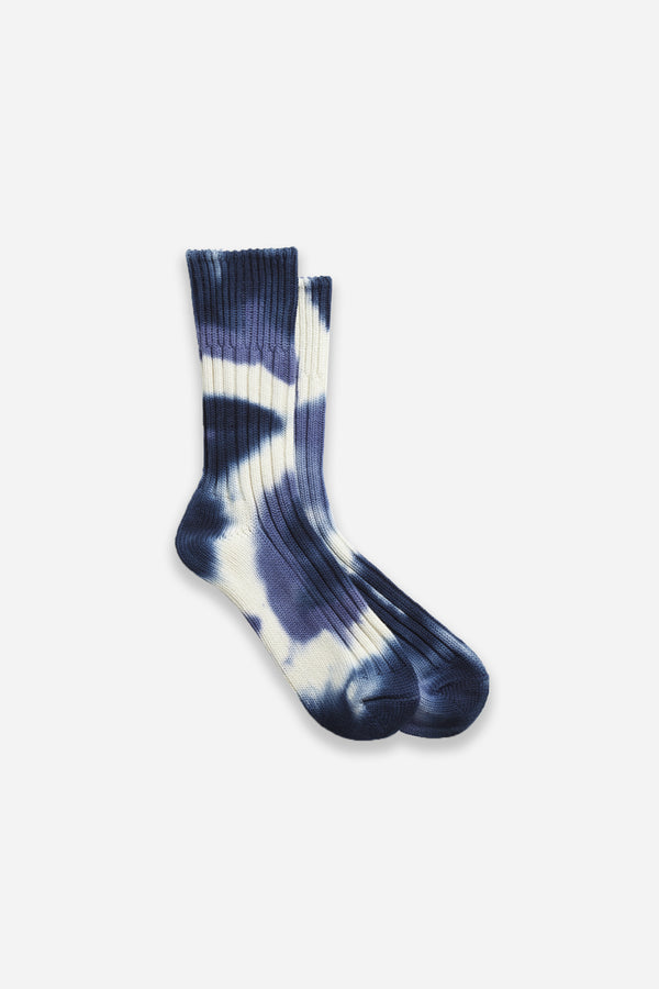 Tie Dye Ribbed Crew Socks Navy/Blue