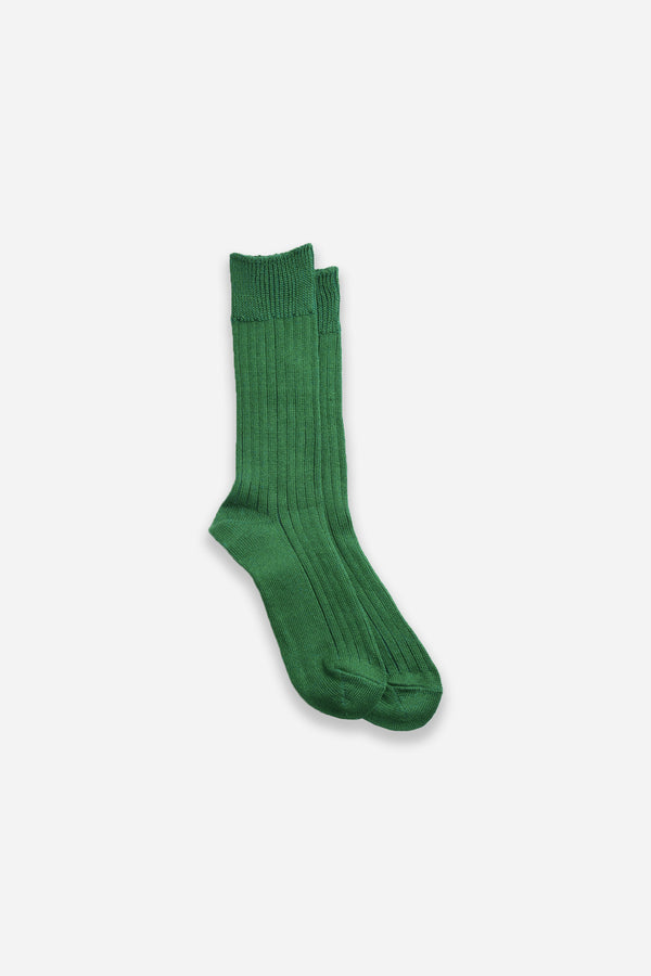 Linen Cotton Crew Socks Green