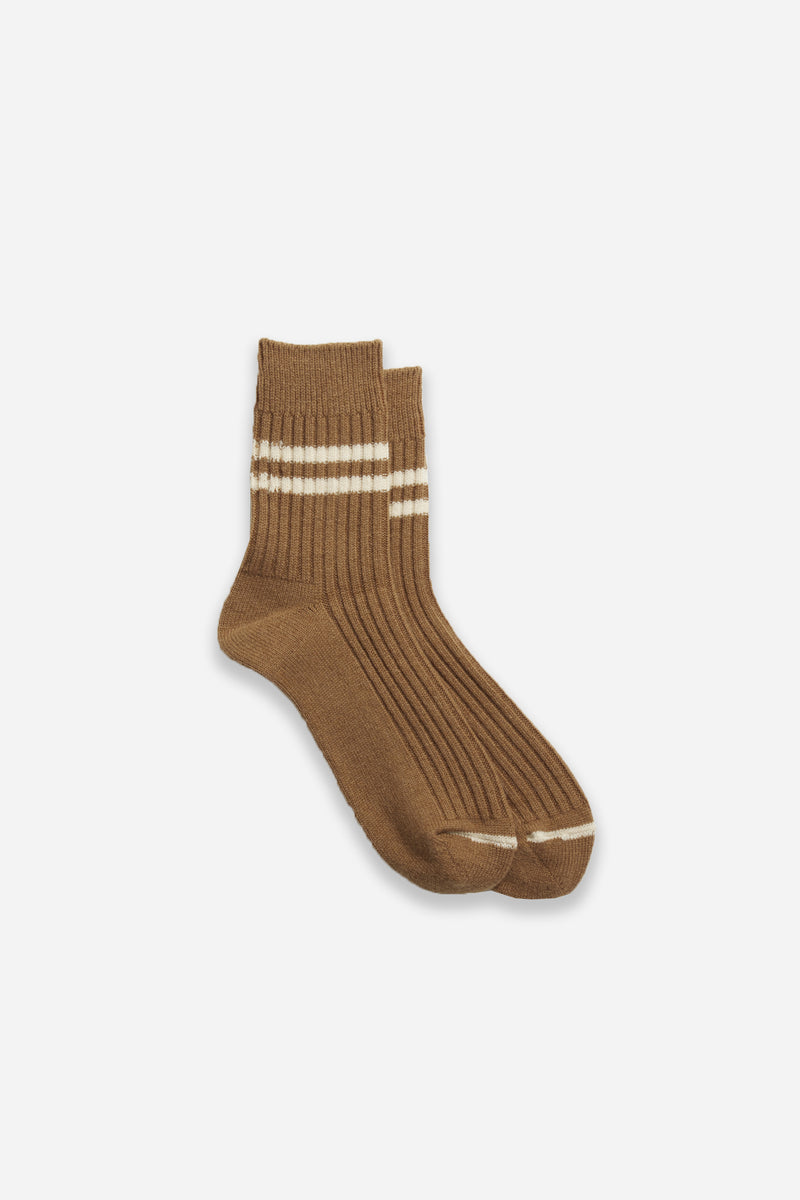 Merino Lambs Wool Stripe Socks Camel