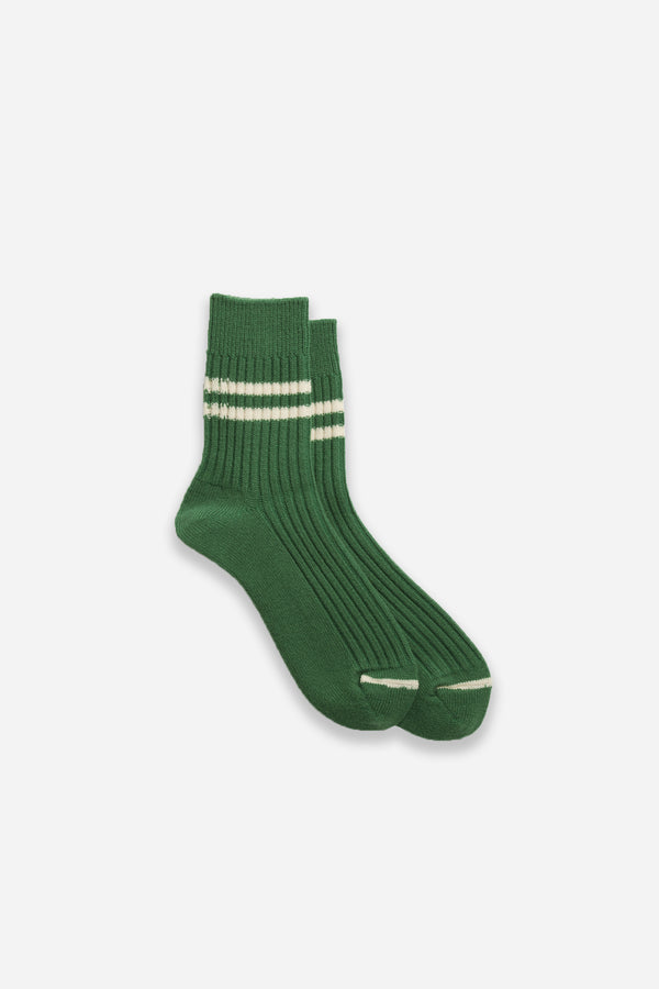 Merino Lambs Wool Stripe Socks Green