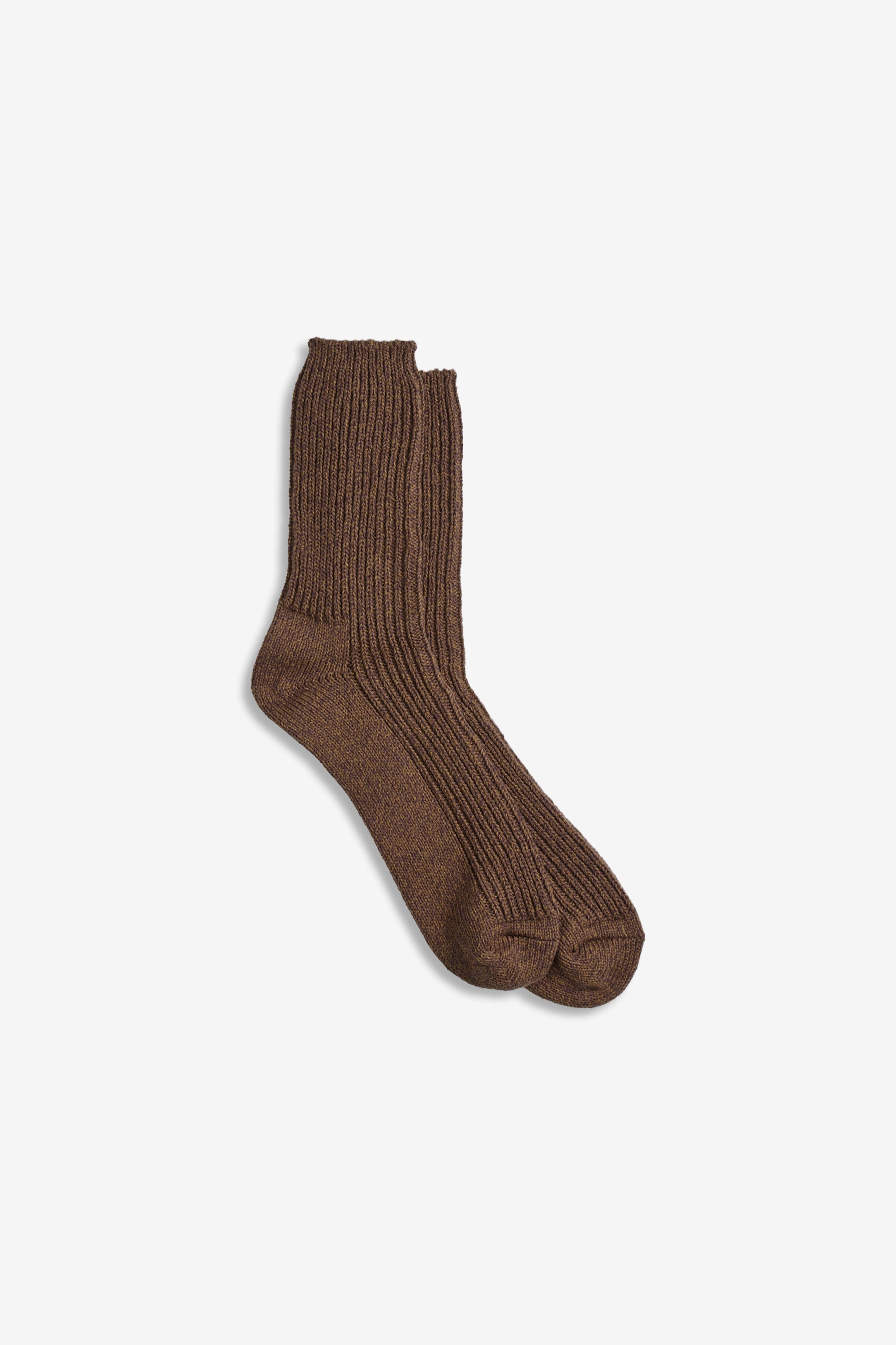 Recycled Cotton Marl Socks Khaki Brown