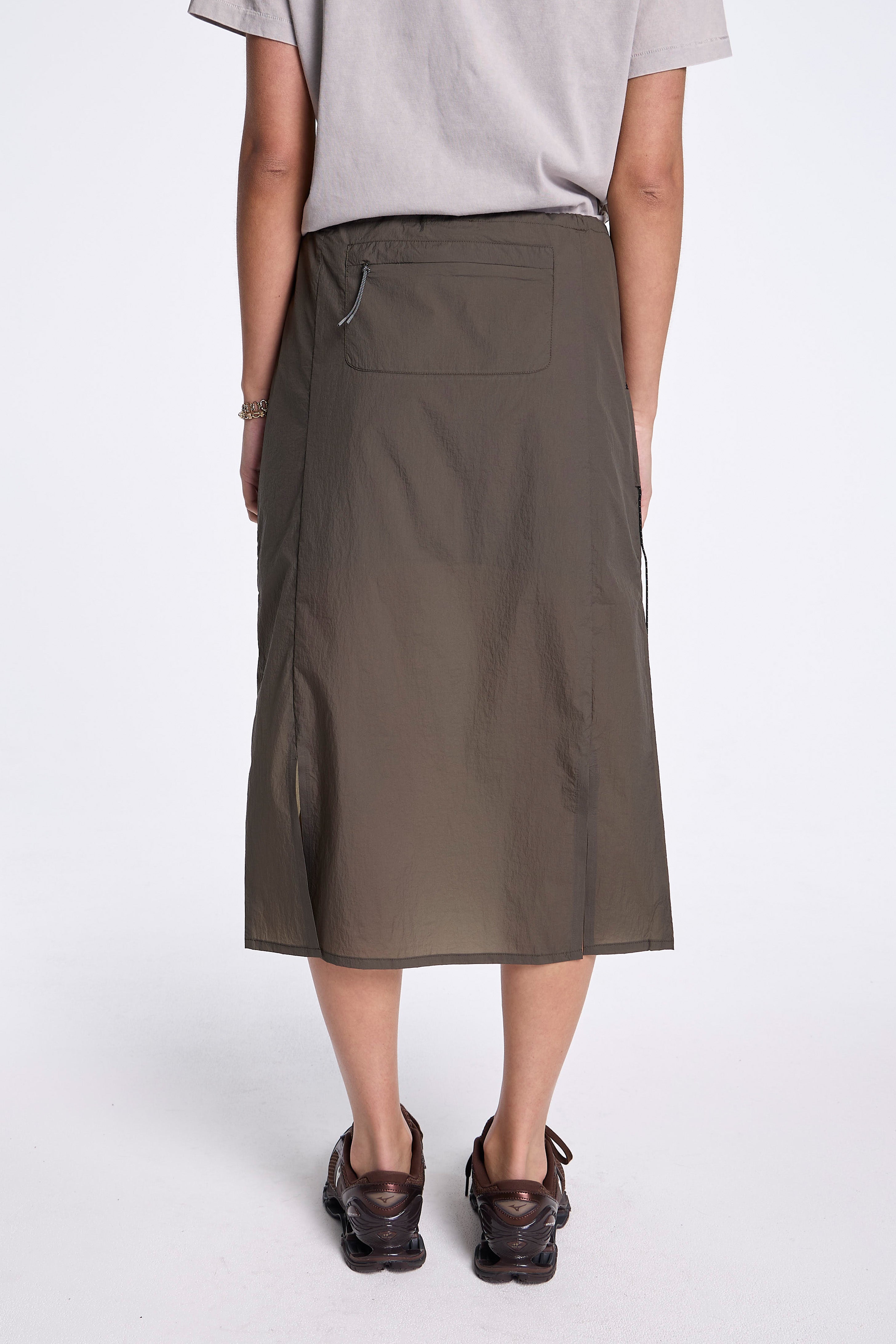 Gly See Through Mid Skirt Olive