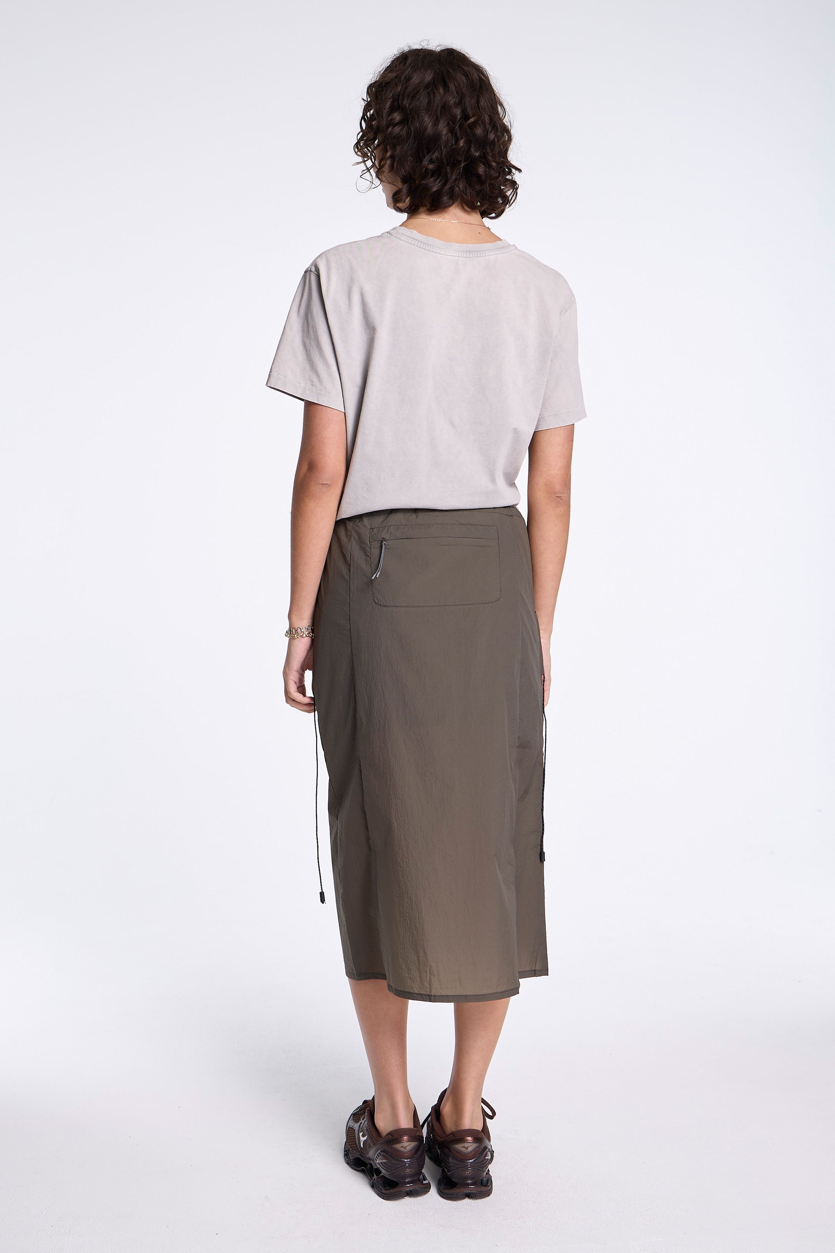 Gly See Through Mid Skirt Olive
