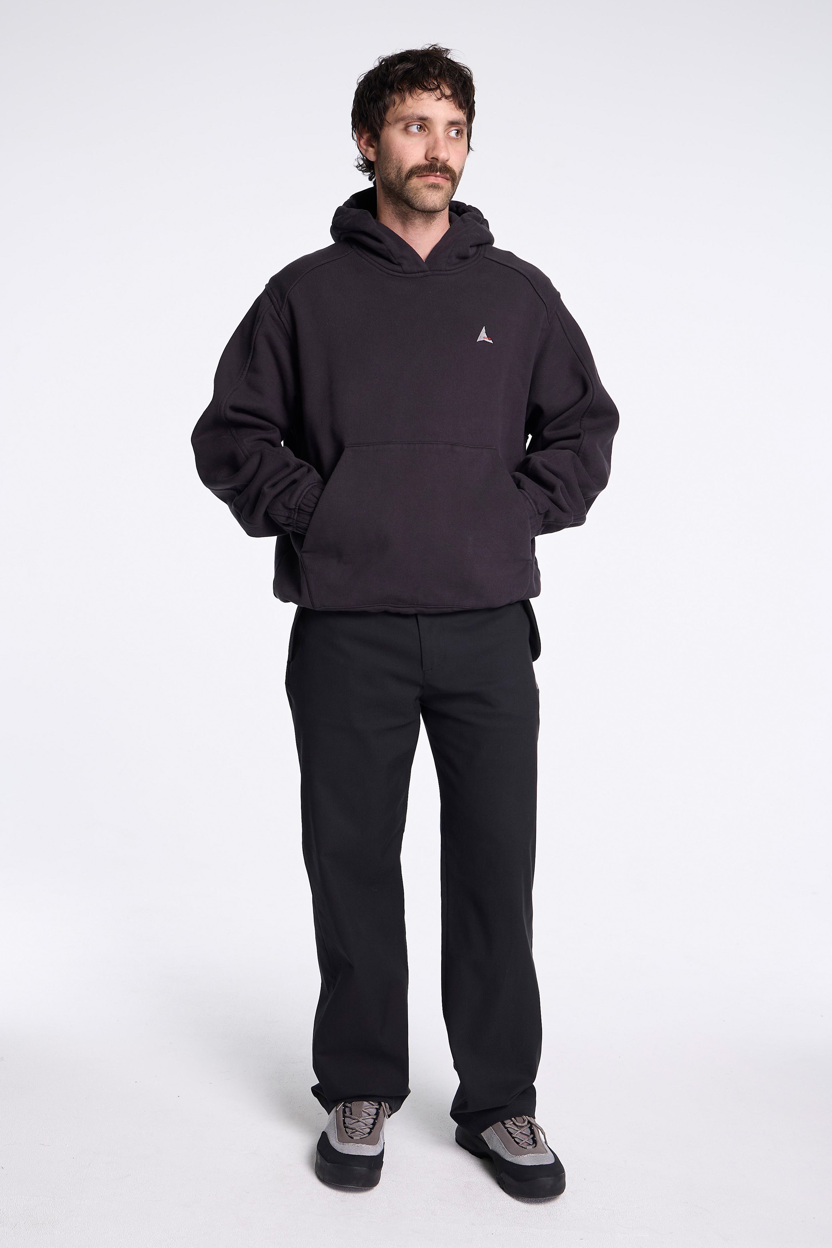 Logo 490GSM Hoodie Washed Black