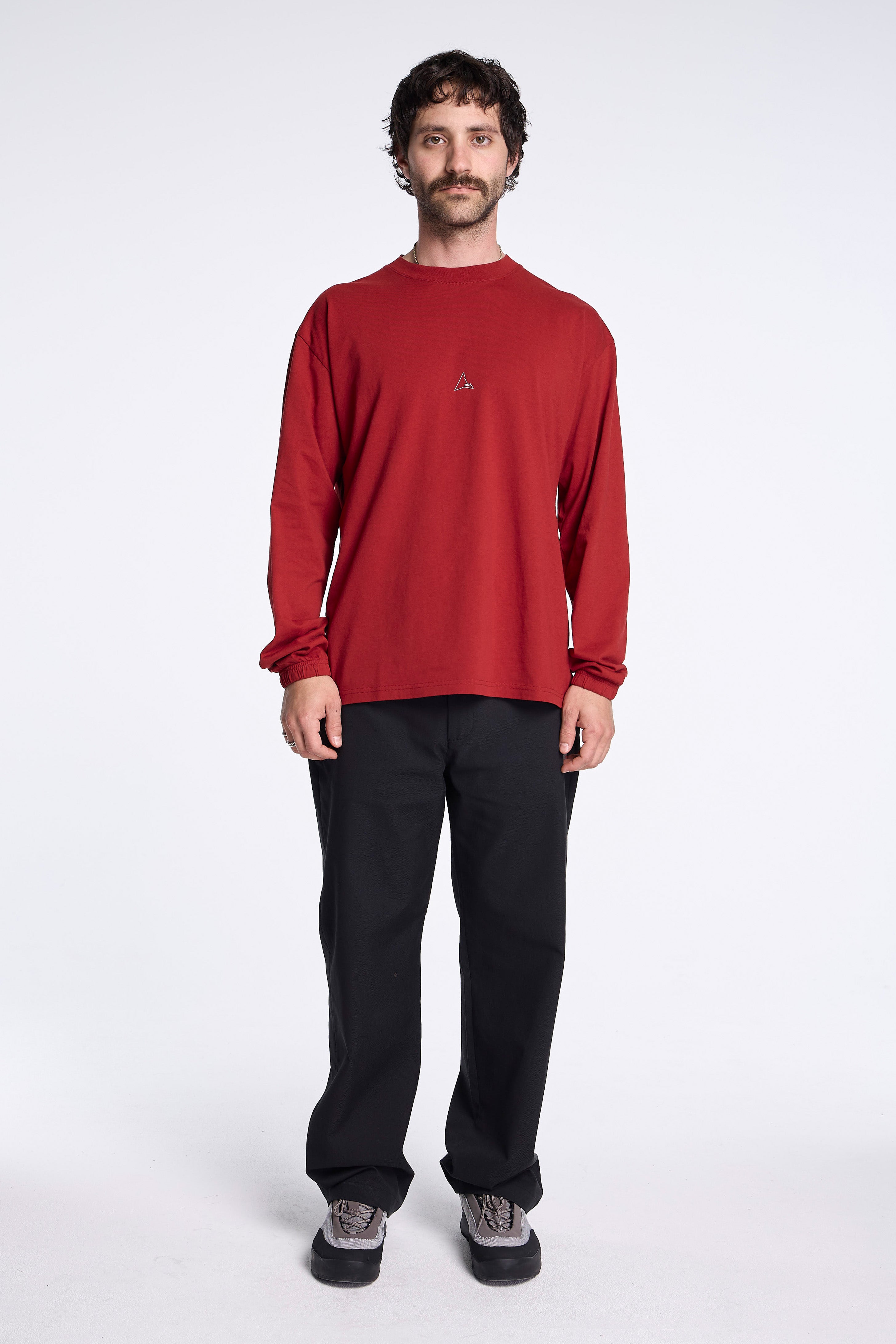 Logo Organic Long Sleeve Tee Dark Red