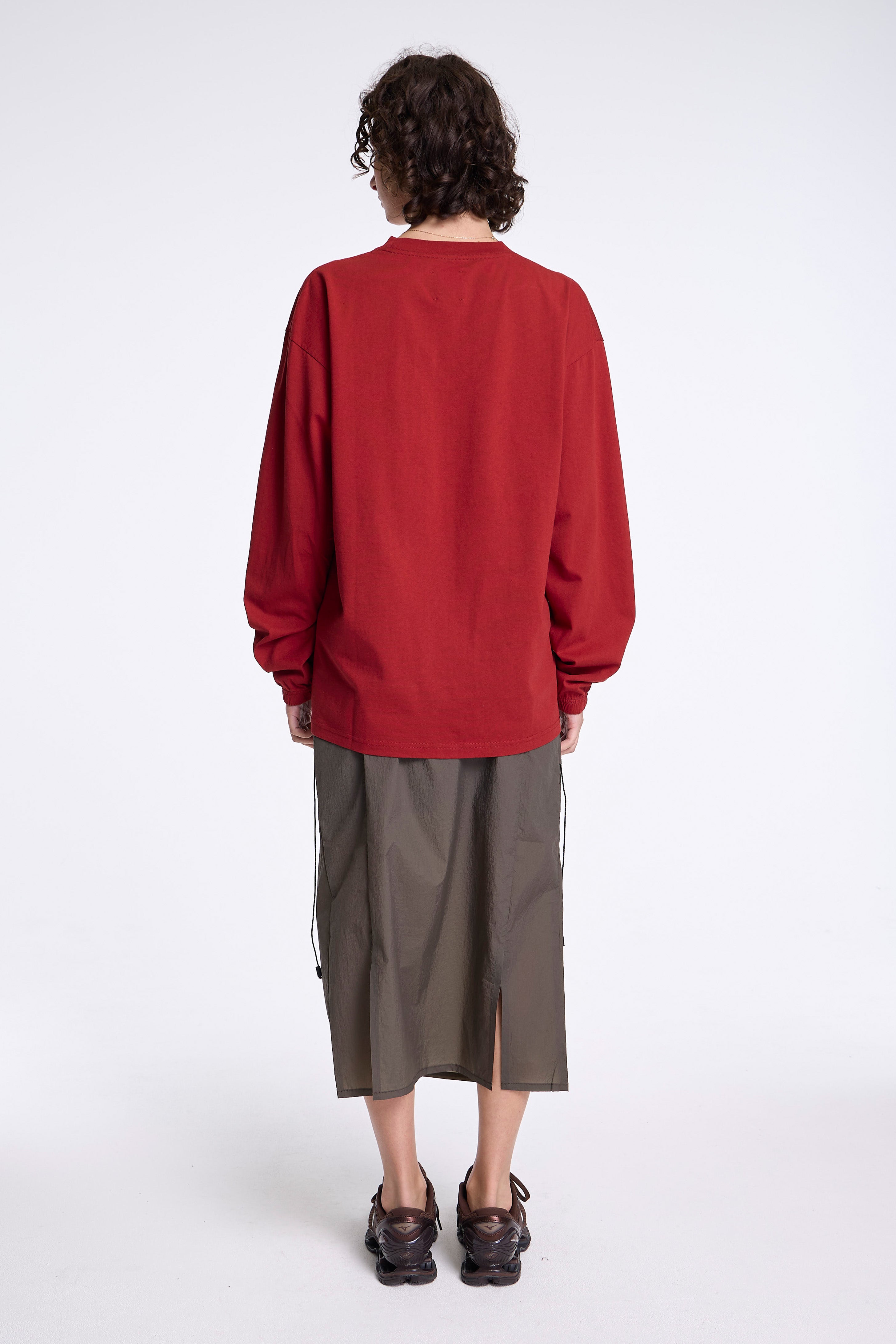 Logo Organic Long Sleeve Tee Dark Red
