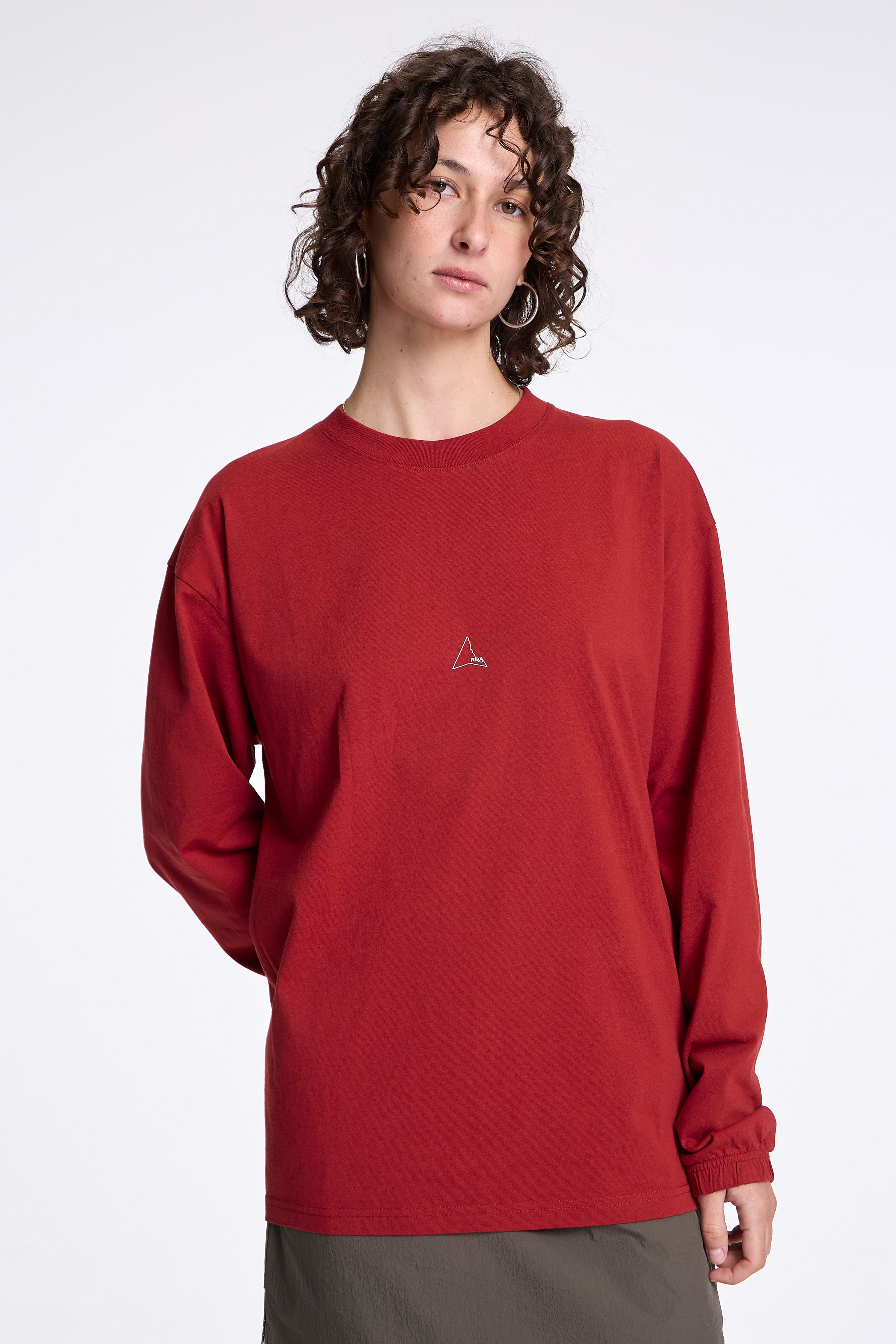 Logo Organic Long Sleeve Tee Dark Red