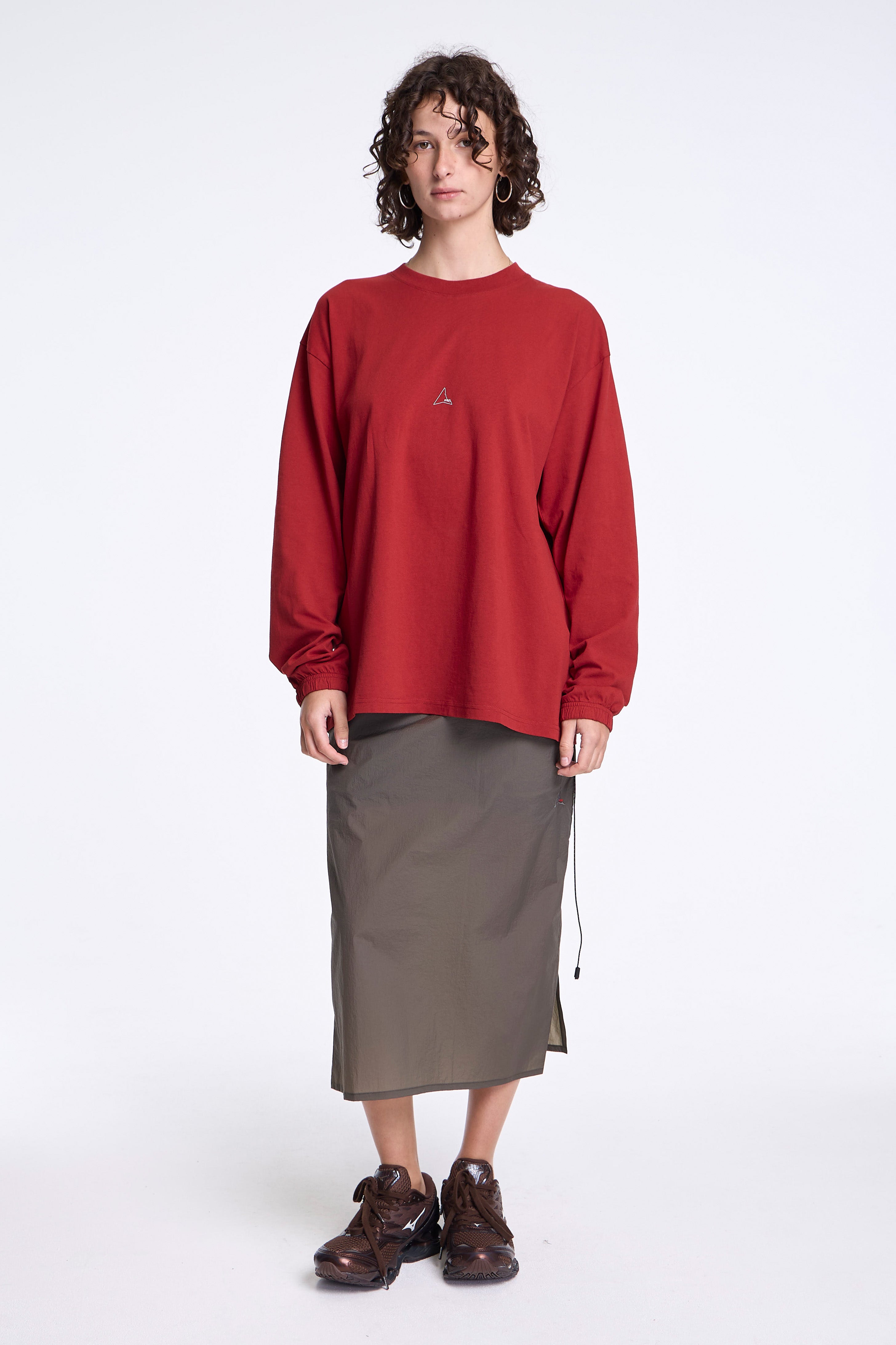 Logo Organic Long Sleeve Tee Dark Red