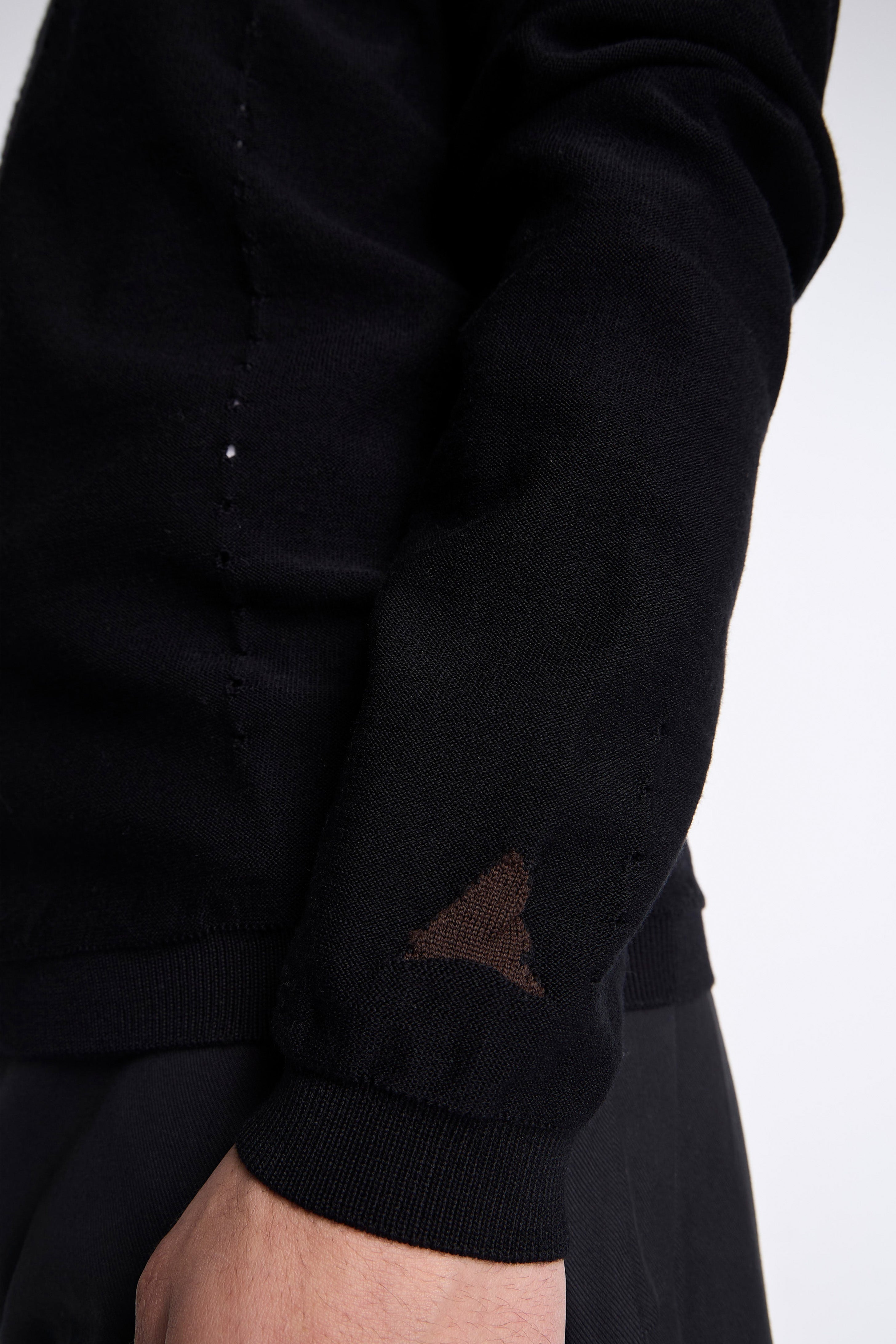 Pinched Wool Knit Polo Black