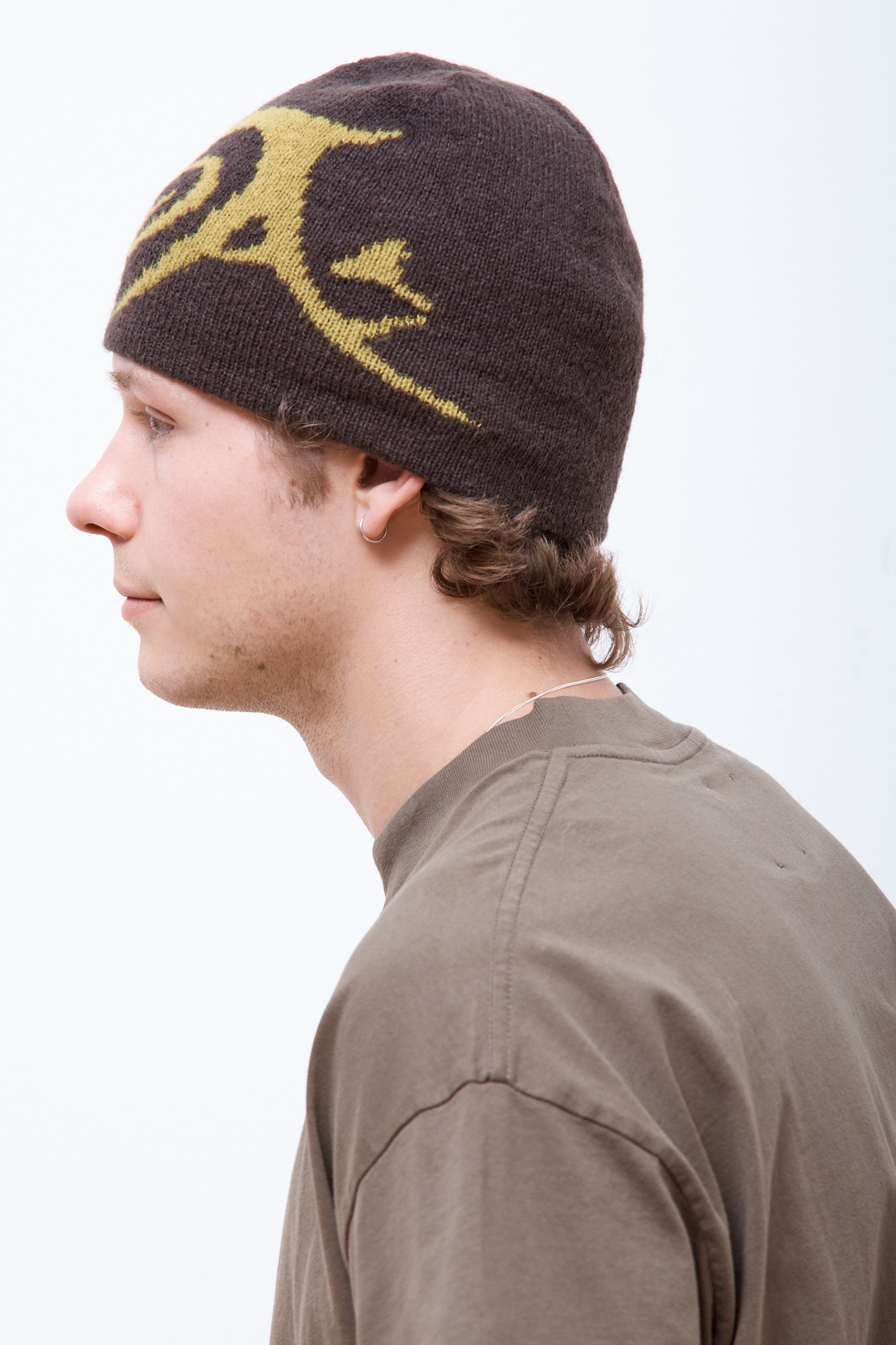 Graphic Beanie Brown Yellow