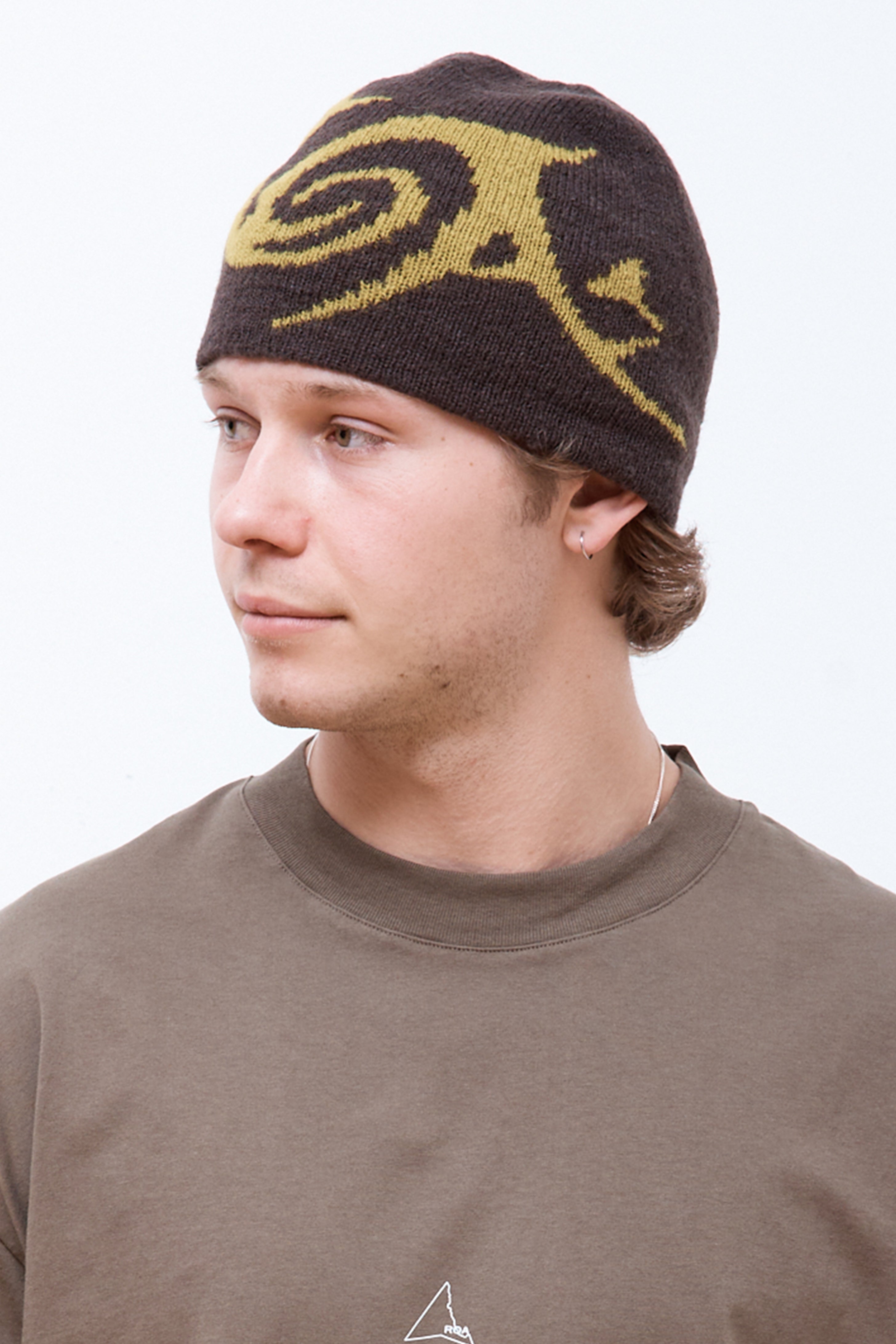 Graphic Beanie Brown Yellow