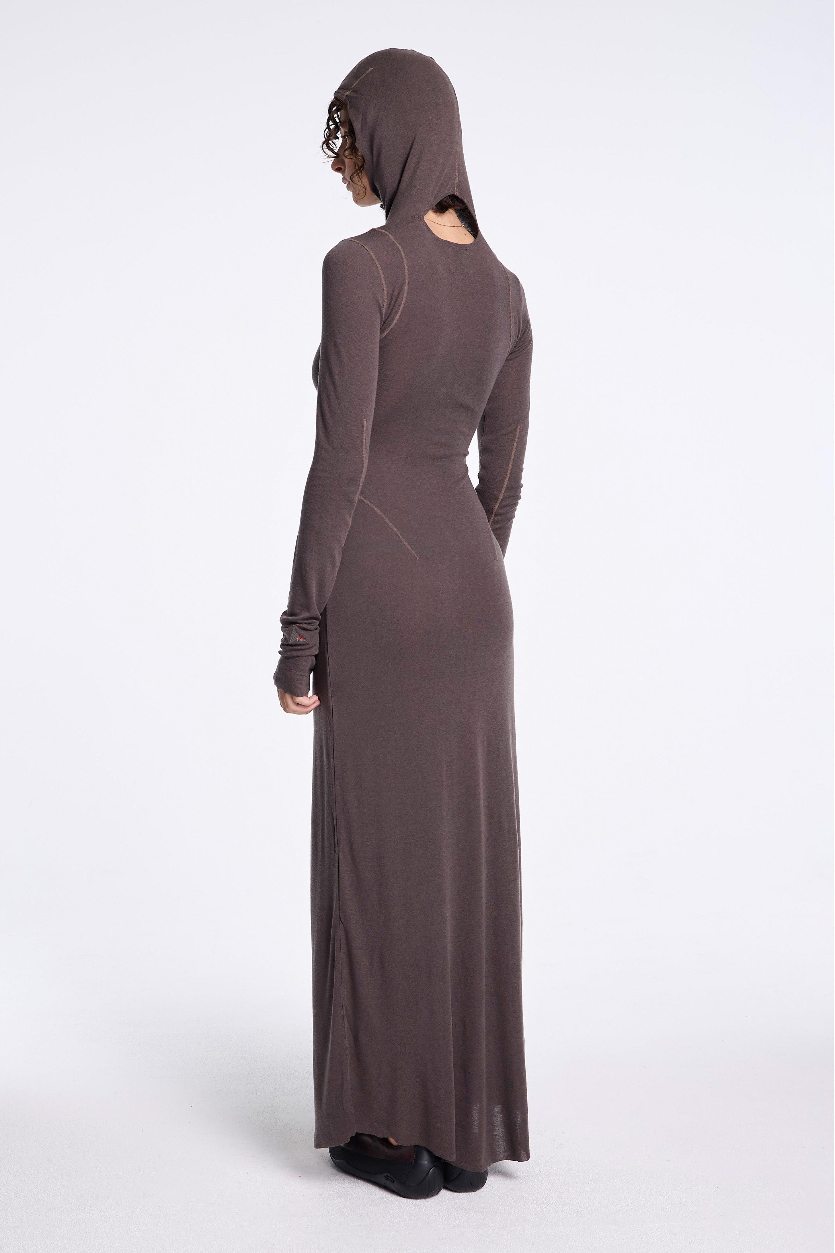 Themba Sheer Hooded Dress Anthracite