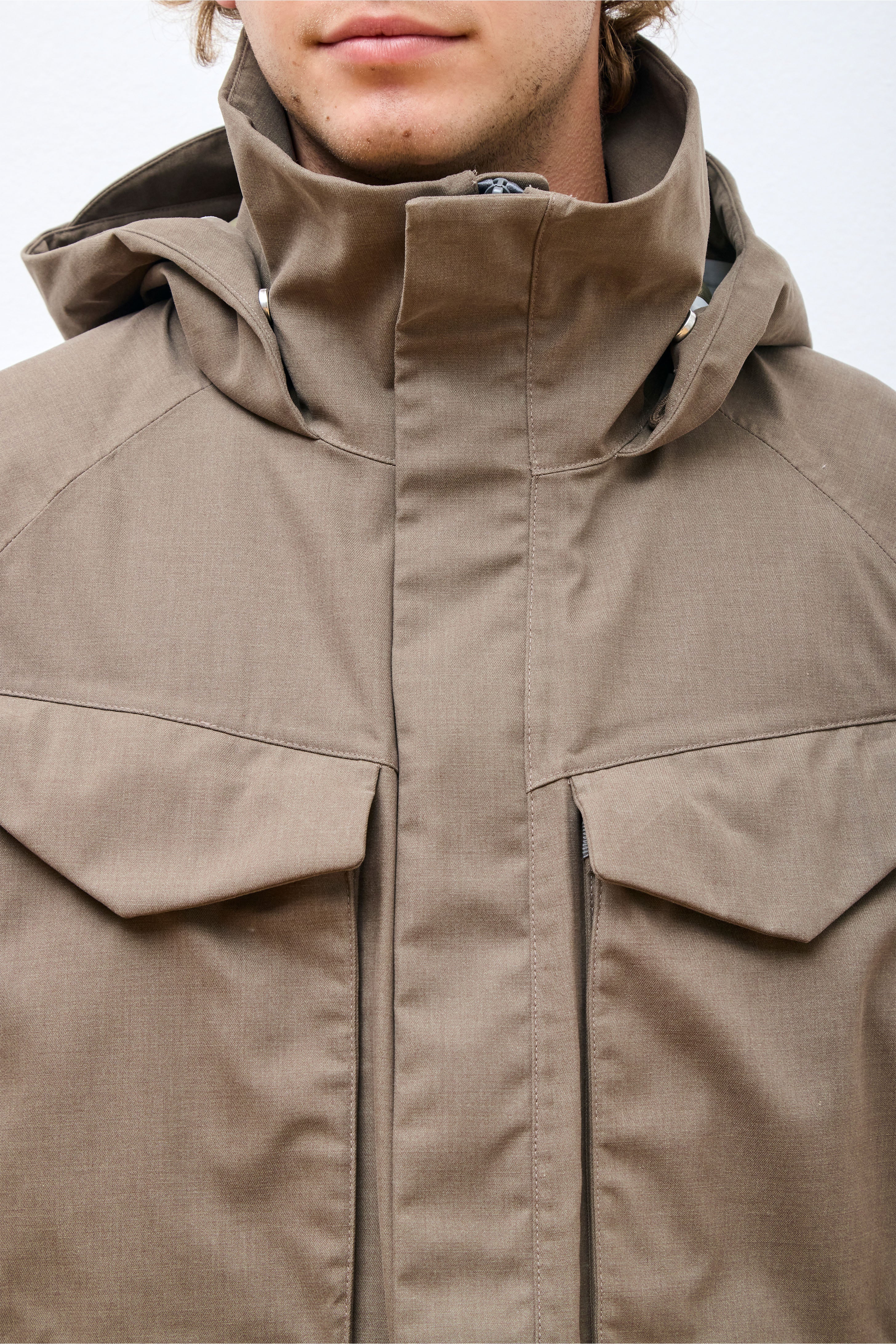 Explorer 3L Gabardine Long Hoodie Jacket Martini Olive